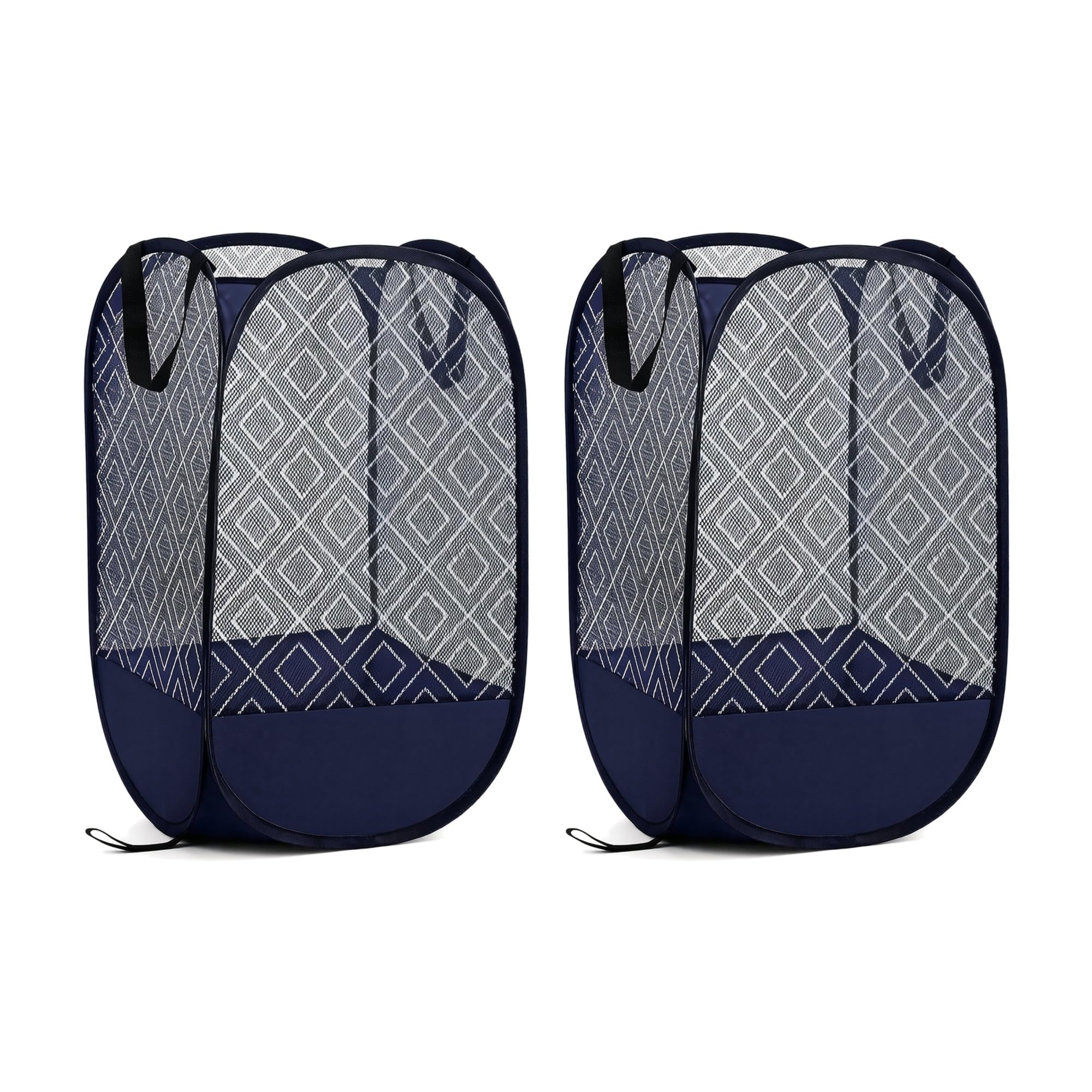100L Extra Large Mesh Pop Up Laundry Hamper 2 Pack. Blue Travel Basket
