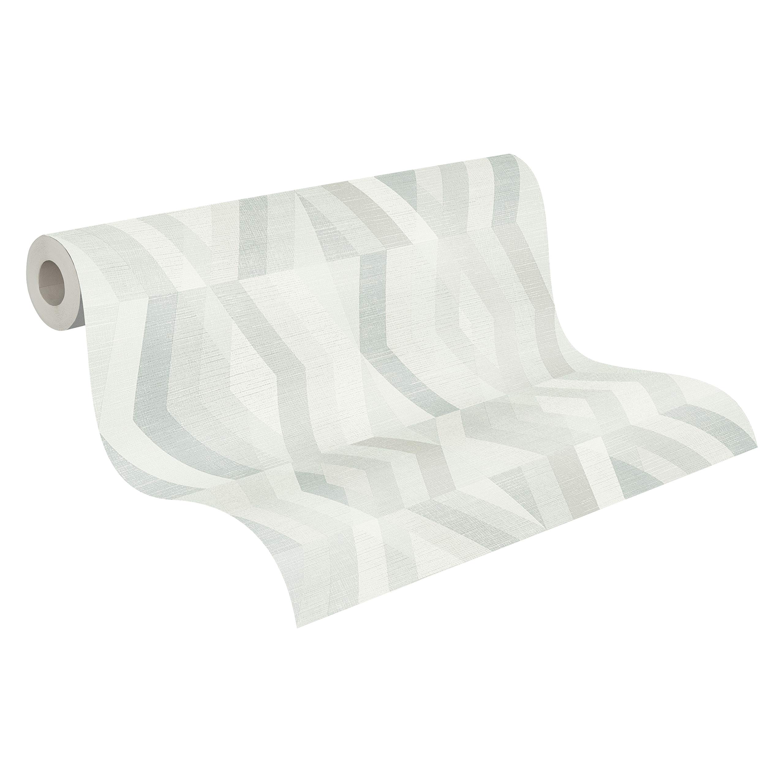 Papel Pintado Geométrico Geo Nordic Papel pintado tejido no tejido 10.05 m x 0.53 m Gris Beige Fabricado en Alemania de A.S. Création 375334 37533-4