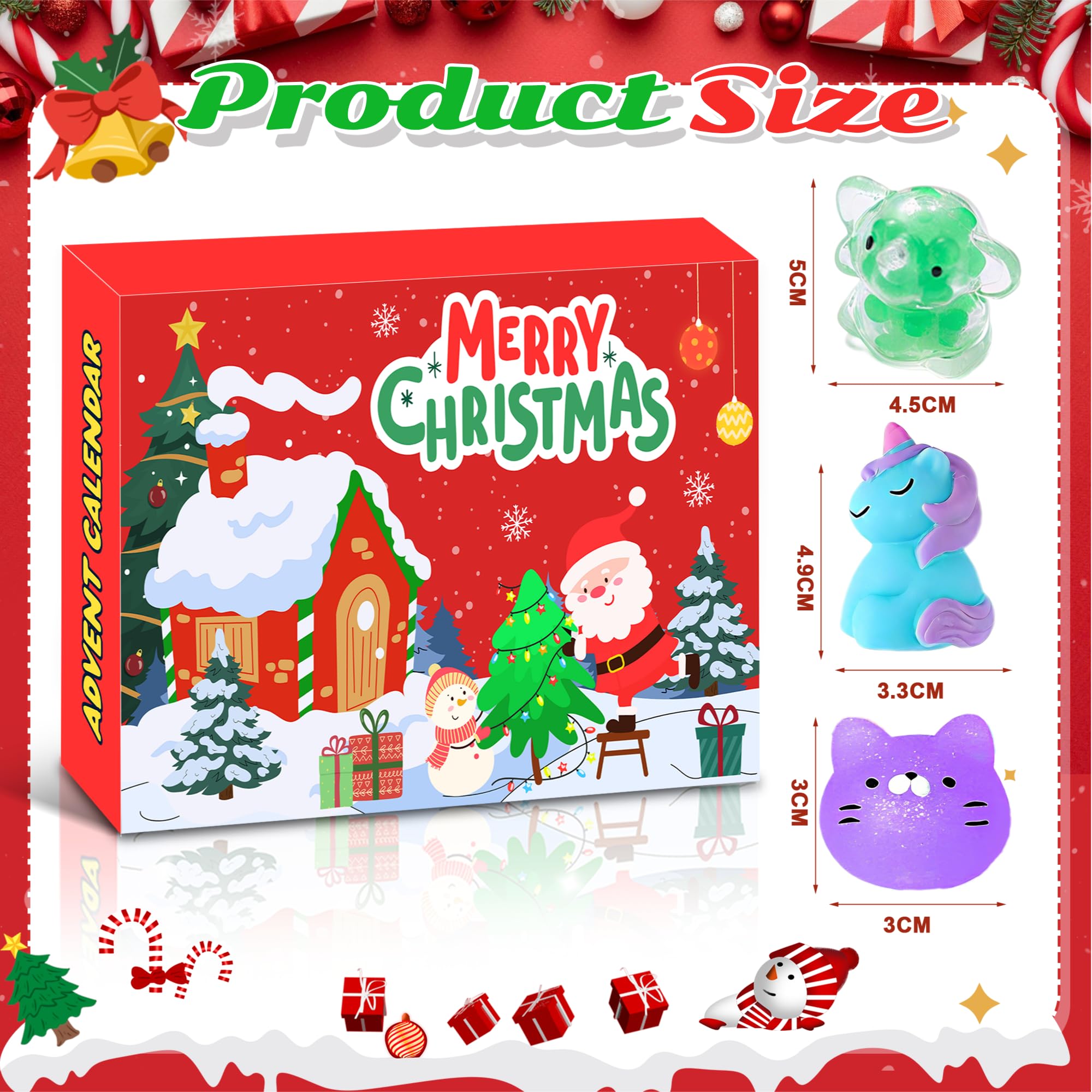 Calendrier De L’Avent Kawaii Squishy – 24 Surprises En Mousse Mochi, Noël 2024, Anti-stress, Cadeau Enfants
