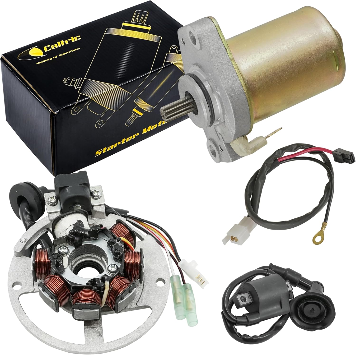 Caltric Stator & Starter & Ignition Coil Compatible With Polaris Scrambler 50 2001 2002 2003