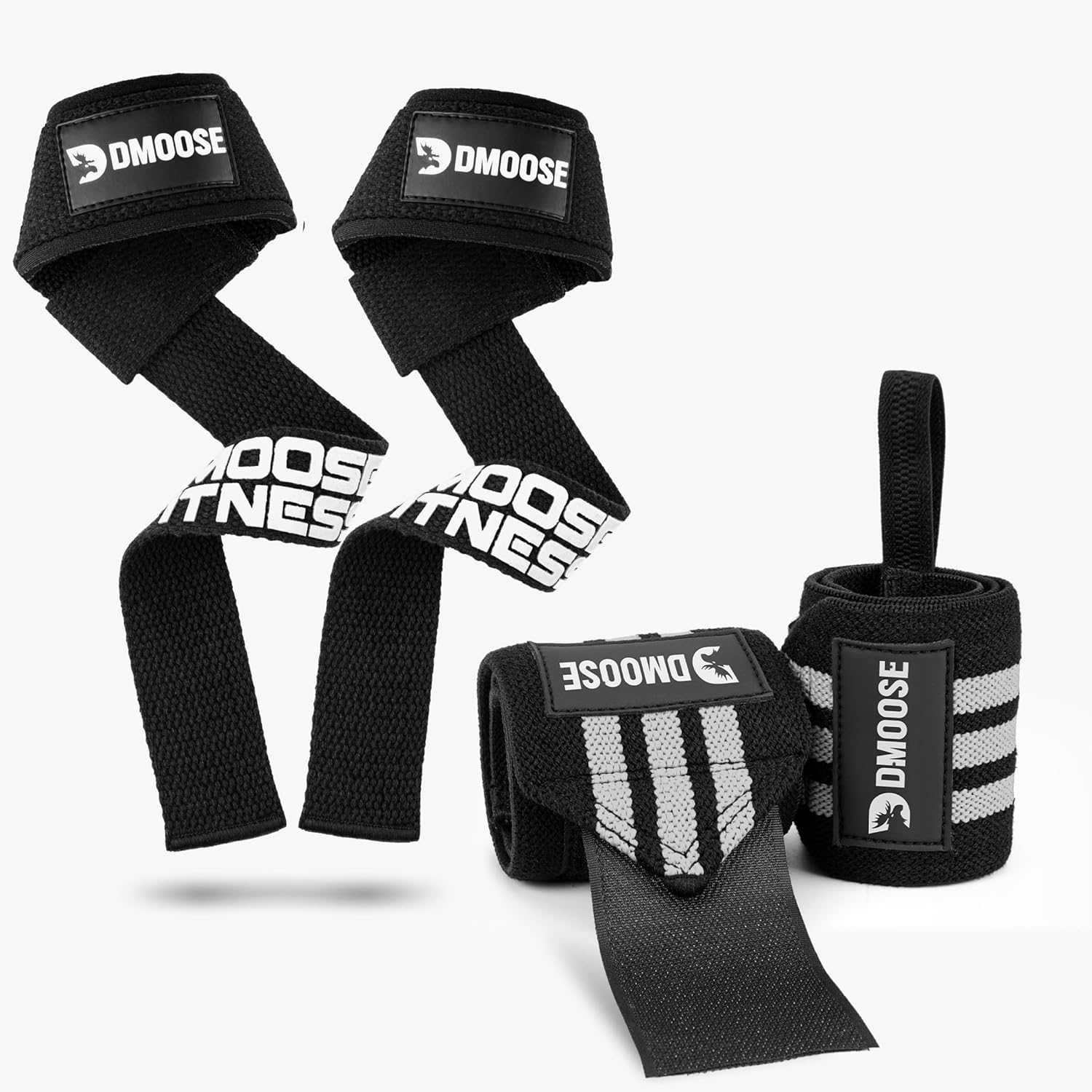 DMoose Fitness Lifting Straps & Wrist Wraps Bundle - Unmatched Support for Weightlifting & Gym Workouts