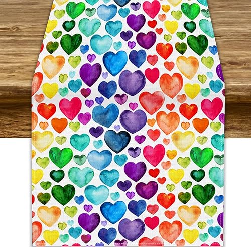 Miniatura 36 de Camino de mesa ondulado de los años 70, retro, hippie abstracto, vintage, verde, rosa, con estampado de ondas para el hogar, cocina, comedor, patio,