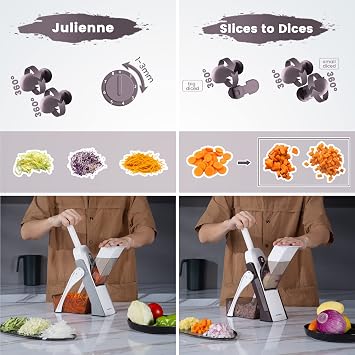 SUPMAKIN Safe Mandoline Food Slicer for Kitchen Bule +Gray