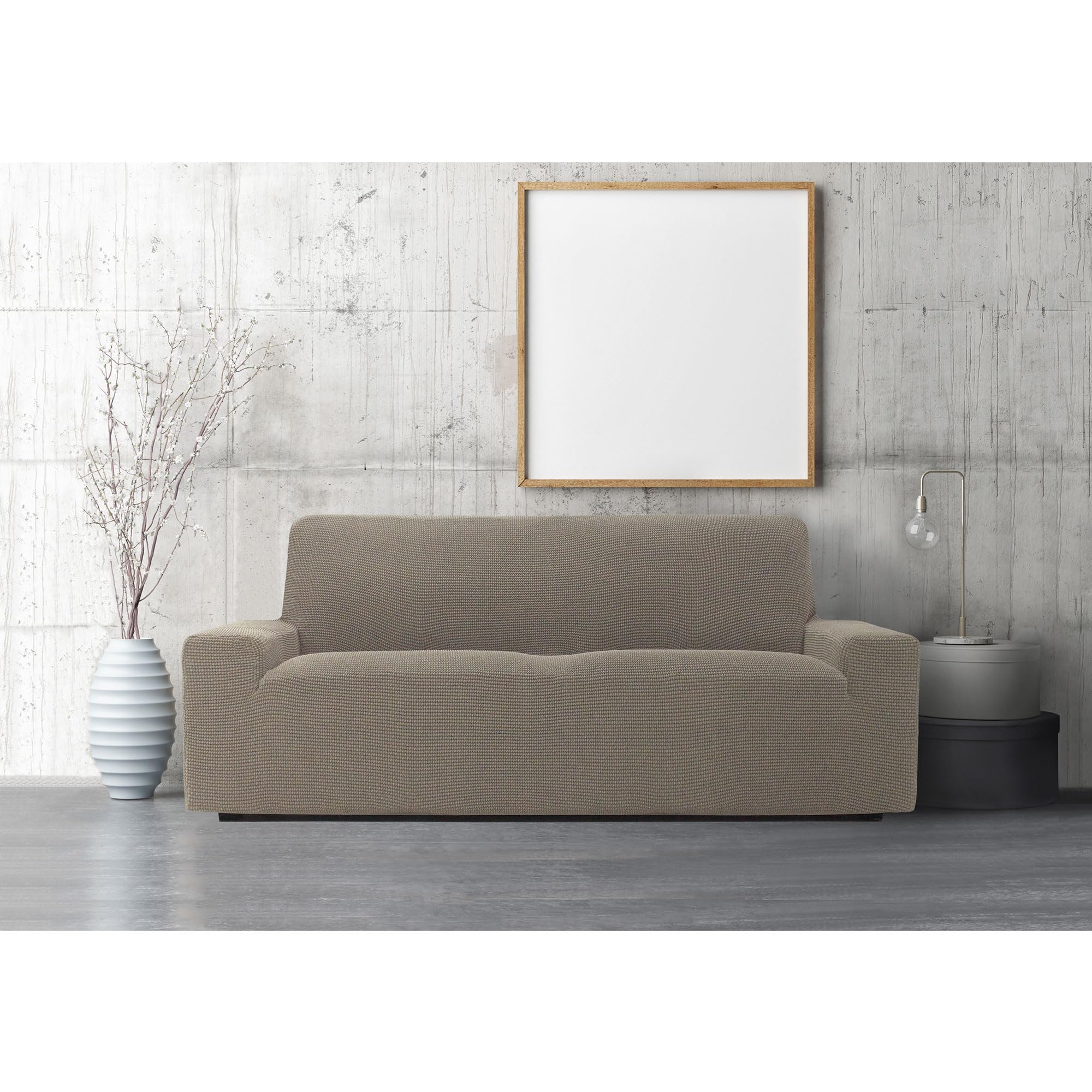 FAVERTI® Super elastischer Sofabezug für 3-Sitzer von 180 bis 230 cm | Modell Novele | Leinen | Universalbezug, ideal für Jede Form von Sofas, hochwertiger Jacquard-Stoff, Baumwollgefühl