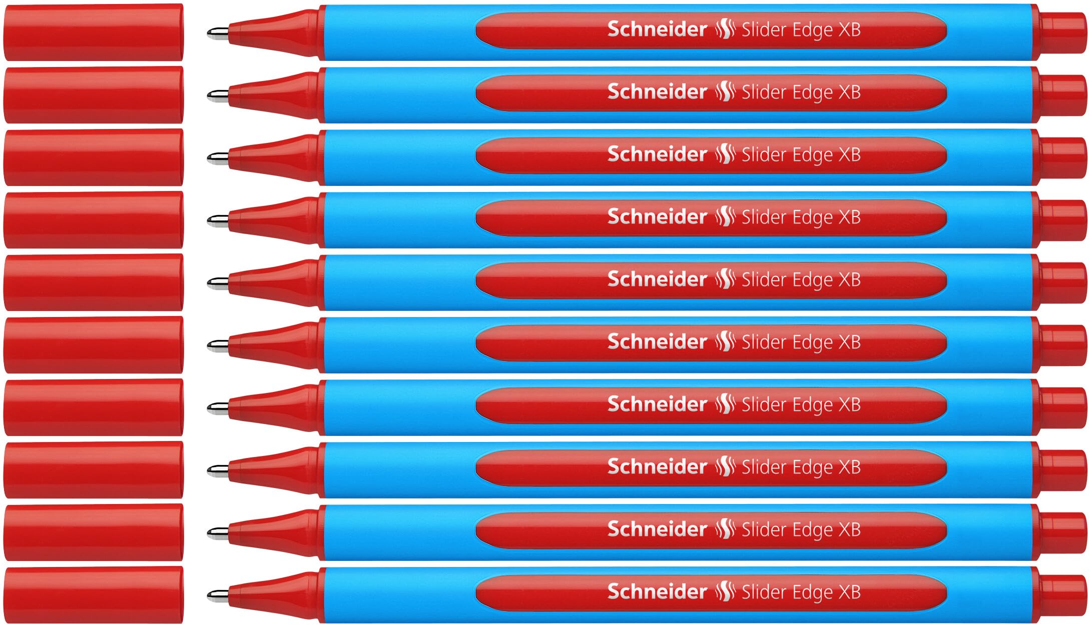 Schneider 152202 Slider Edge XB Kugelschreiber (Strichstärke: XB, dokumentenecht, Dreikant-Stift) 10er Packung rot