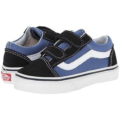 Vans Kids Old Skool V (Little Kid/Big Kid) Boys Shoes Navy/True White