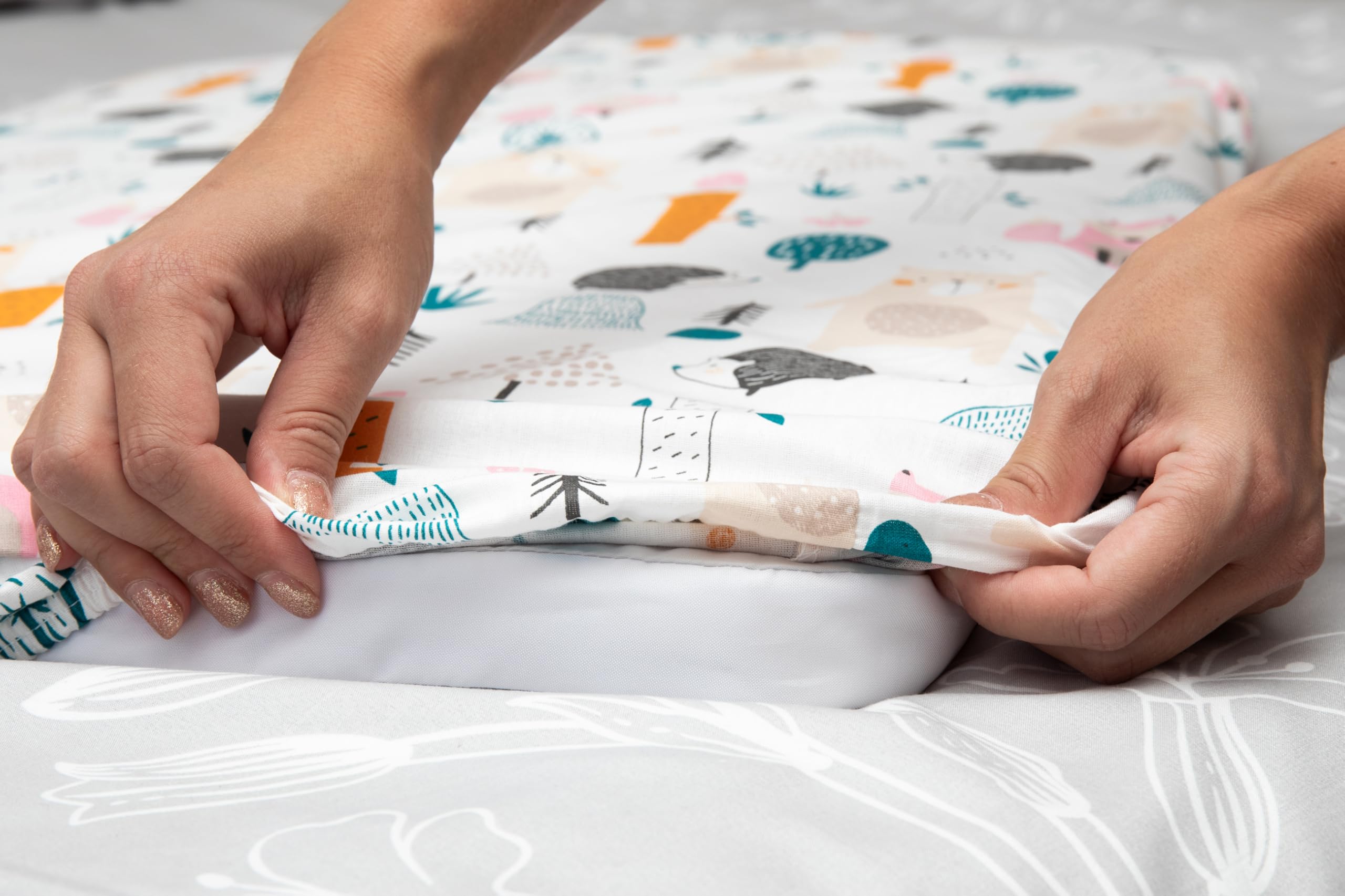2 lenzuoli con angoli elasticizzati da 50 x 89 cm, compatibili con BabyBay + 1 coprimaterasso – Lenzuolo con angoli elasticizzati per bambini, compatibili con maxi, molle, Comfort