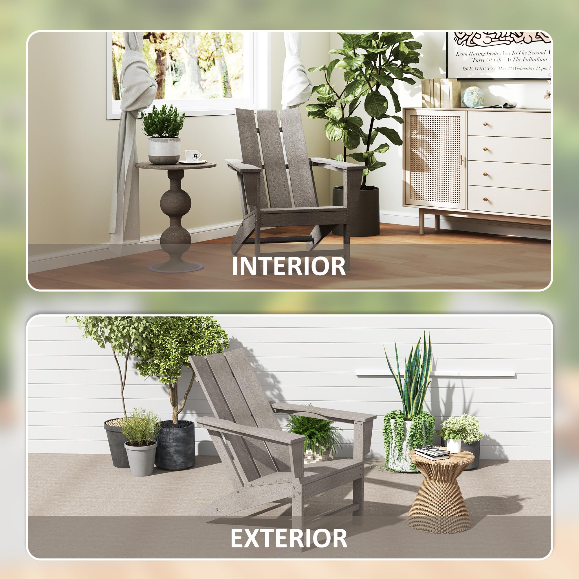 Outsunny Silla Adirondack Exterior con Asiento Extra Ancho Silla de Jardín para Patio Terraza Balcón Soporta 120 kg 75x83x90 cm Gris Oscuro