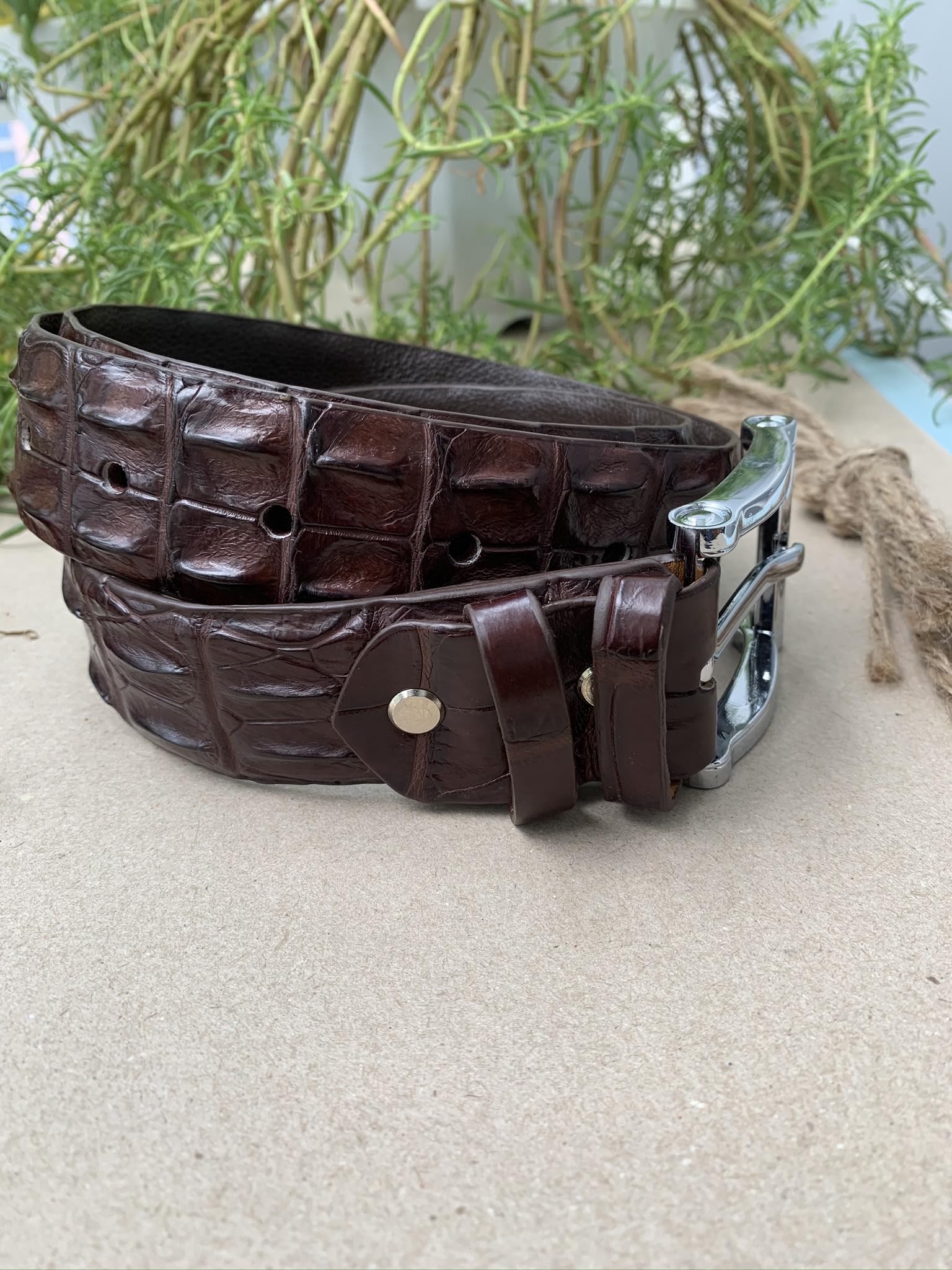 Generisch Echte Krokodil-Alligator-Gürtel für Herren, echter Krokodilgürtel für Herren, Riemenbreite 4cm