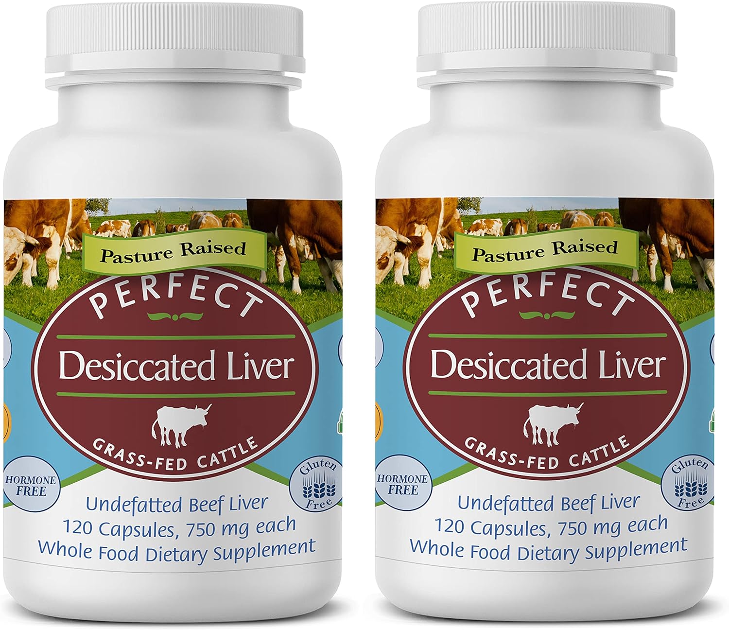 Perfect Supplements – Desiccated Beef Liver Capsules Grass Fed Supplement -Natural Source of Protein, Iron, Vitamins A & B- Boosts Energy and Immunity - No Chemicals No Dairy and Hormone Free