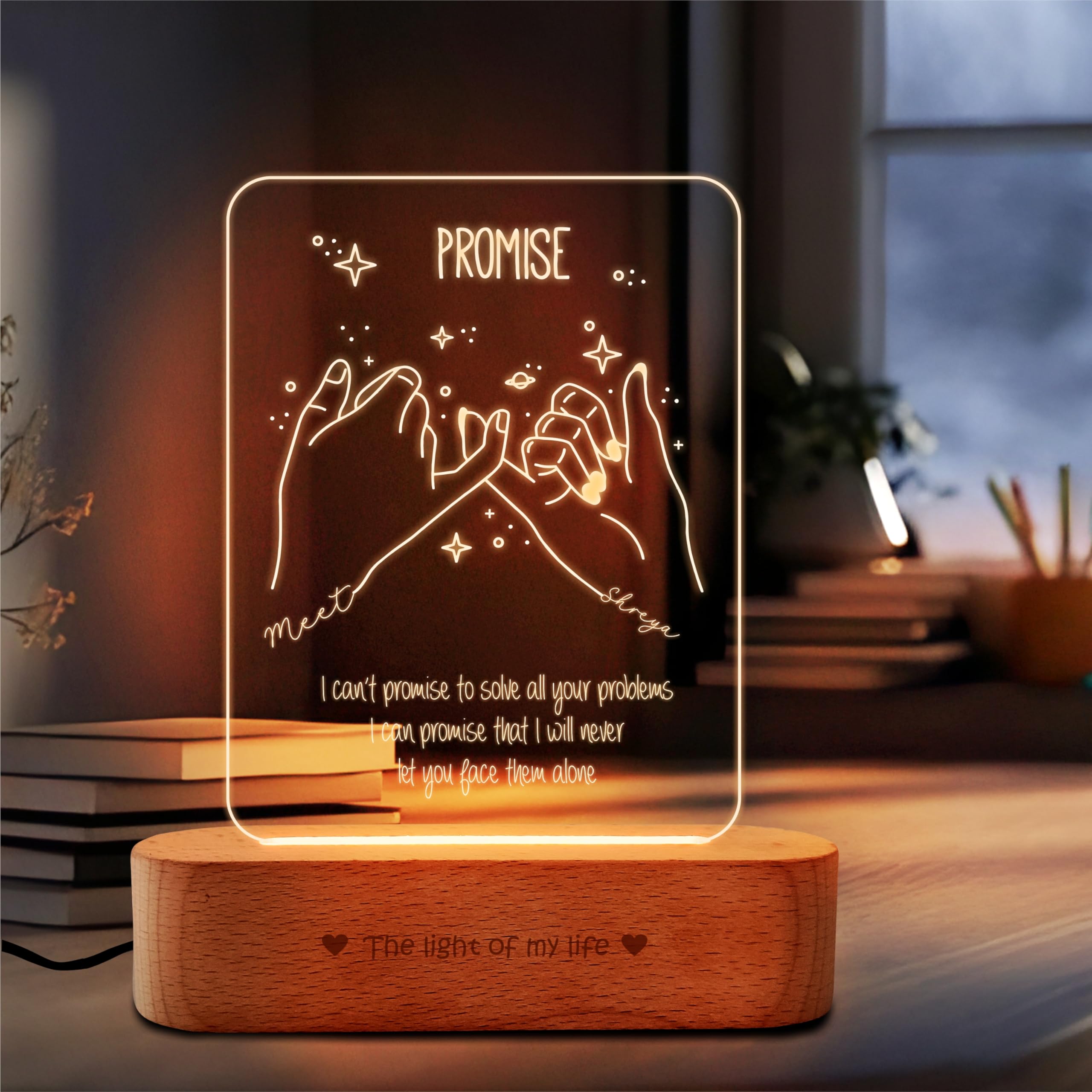 ZOCI VOCI Personalized Acrylic LED Lamp - Romantic Gift for Valentine’s Day, Couples (Promise in Light)-image-32