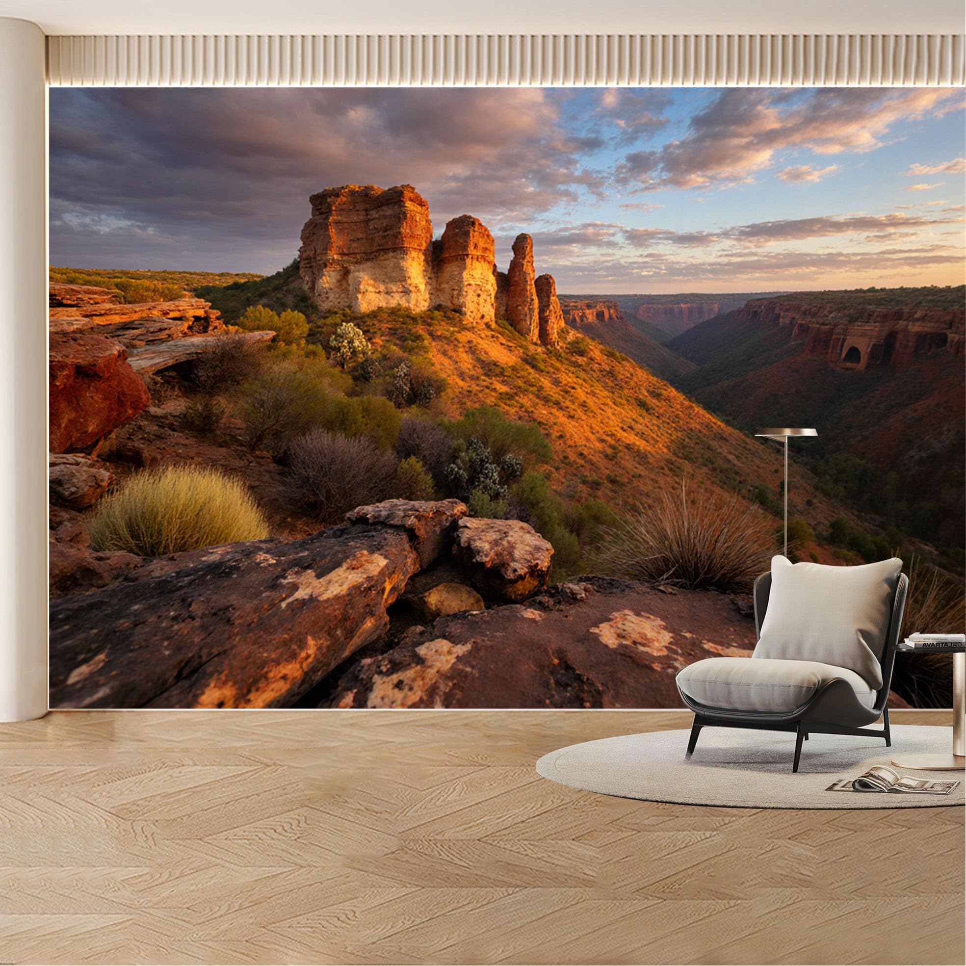 Custom Wall Mural Wallpaper Canyon Landscape Nature Wall Decor Large Wall Art Desert Sunset Style Removable SelfAdhesive Large Photo for Living Room， Bedroom， Office