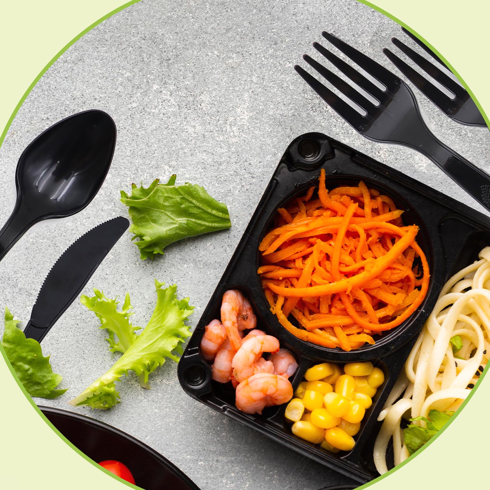 150 Stück Plastikbesteck Plastiklöffel Plastik Messer Plastikgabeln Wiederverwendbar Party Besteck Schwarz Plastik Besteck Set für Outdoor Dinner Familienfeiern