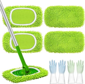 2025 Upgraded Reusable Mop Pads for Swiffer, 4/8/12 Pcs Washable Reusable Microfiber Mop Pads, Replacement Covers Suitable for Wet and Dry Cleaning of Various Floor Surfaces Light Green,4