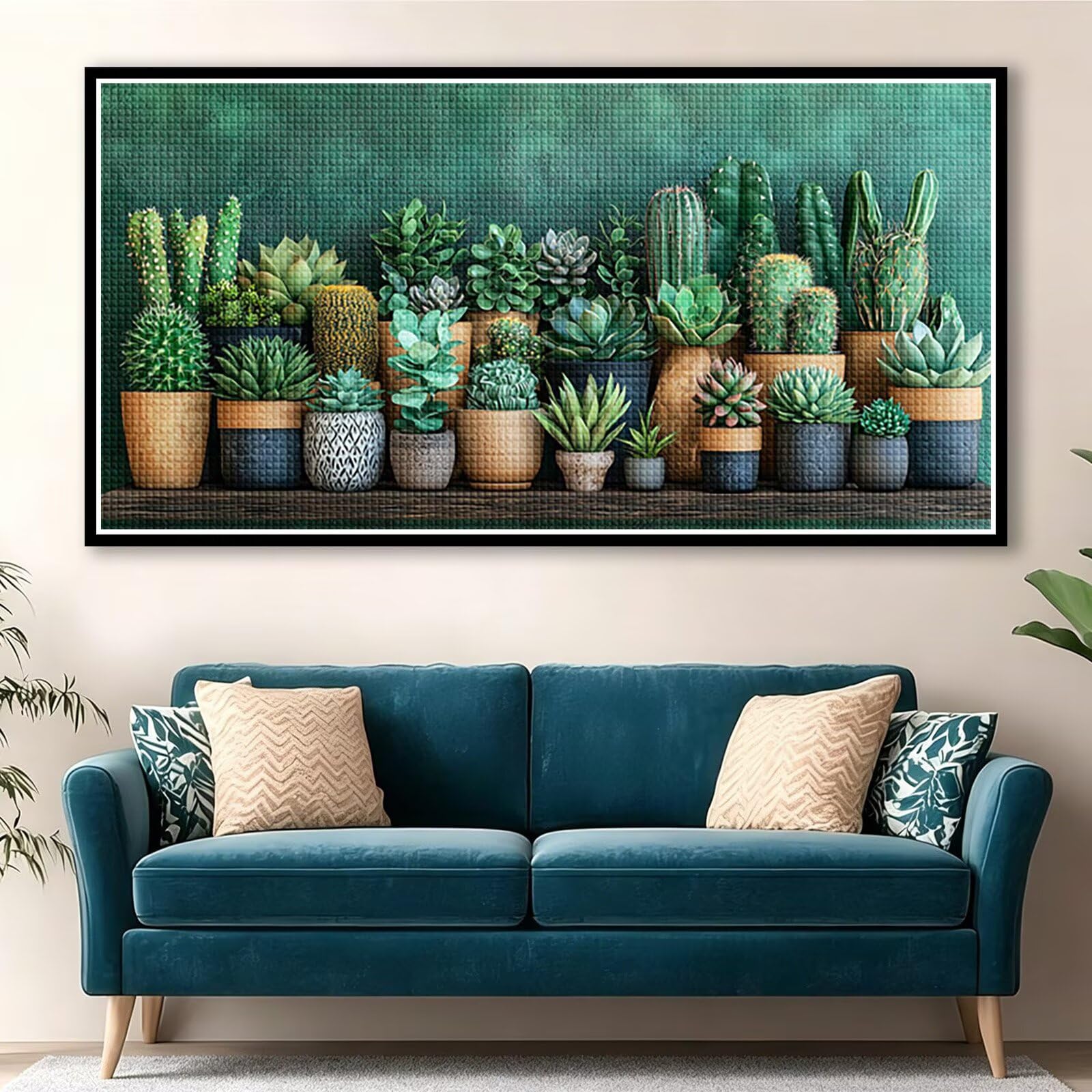 Diamond Painting Grande 120x60cm Cactus Diamond Painting Adultos, DIY Planta Pintura de Diamante Manualidades Adultos, 5D Cuadrado Rhinestone Bordado Punto de Cruz para Home Decoration Regalo 0J-343