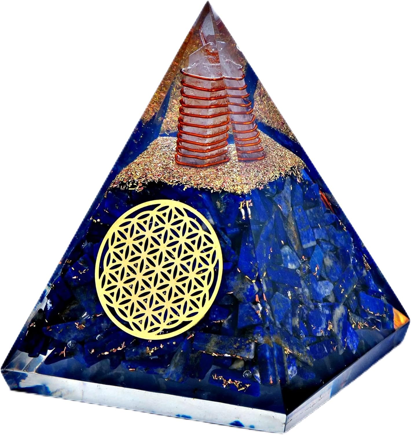 Anaya Agate Selenite Glow Crystal Pyramid – Handmade Selenite Orgone Pyramid for High Frequency Vibration, Powers of Manifestation – Orgonite Pyramids Promotes Peace and Calmness