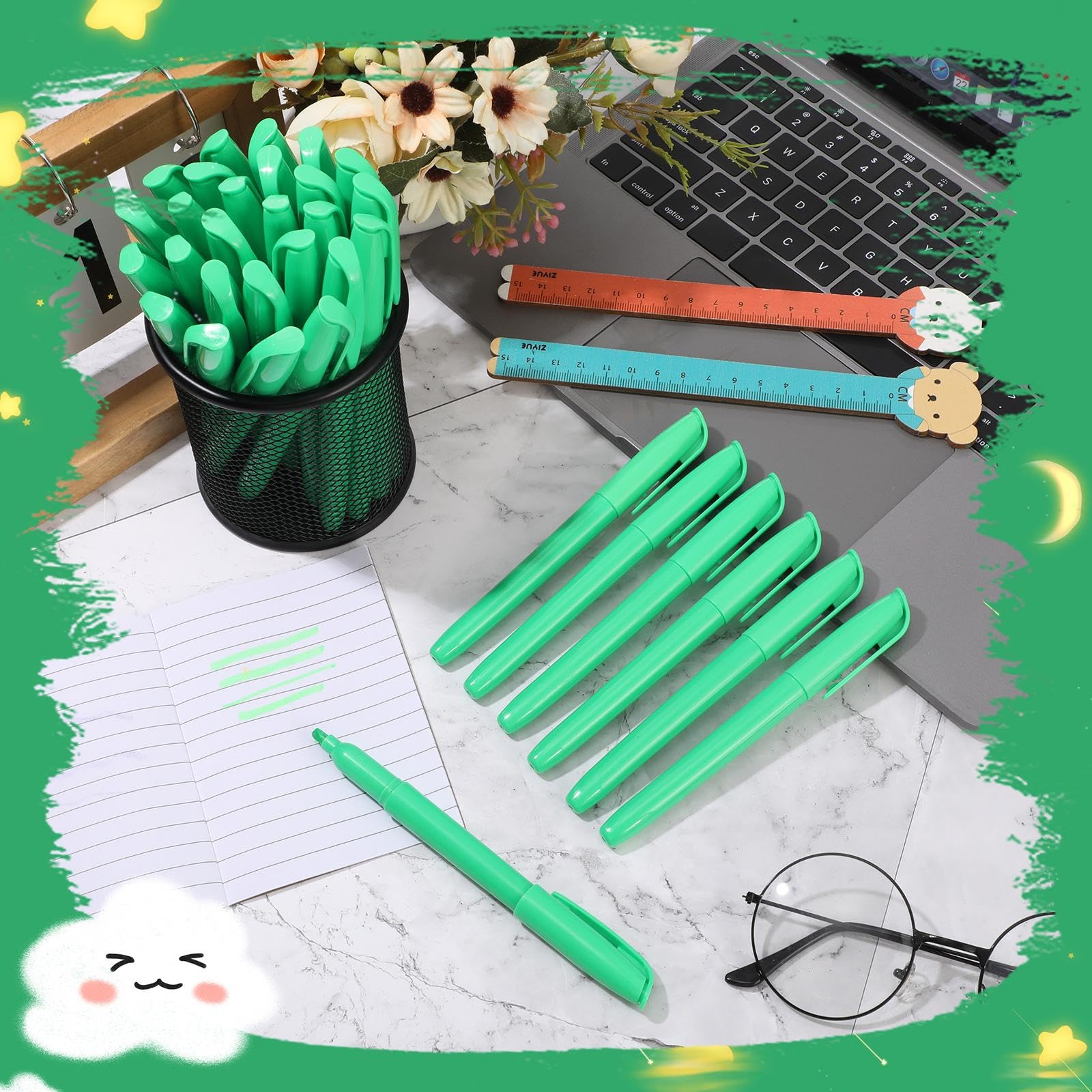Colarr Textmarker, 120 Stück, helle Farben, Textmarker, Marker, Keilspitze, schnell trocknend, neonfluoreszierend, Textmarker, Marker für Büro, Zuhause, Schule, Kinder, Studenten, Lehrer,
