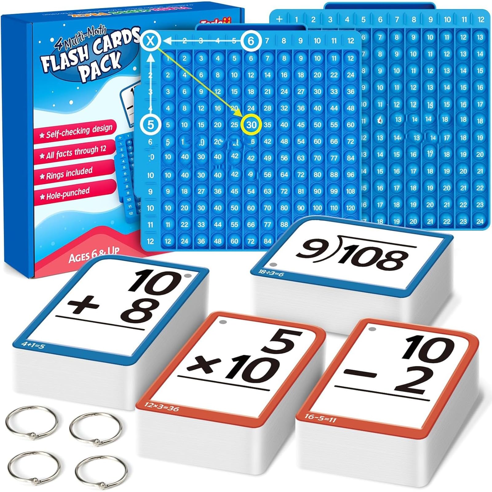 Math Learning Kit,Interactive Math Practice Kit, Math Flash Cards with Board, Addition, Subtraction, Multiplication & Division Practice Set, Maths Learning For Home, Classroom, School