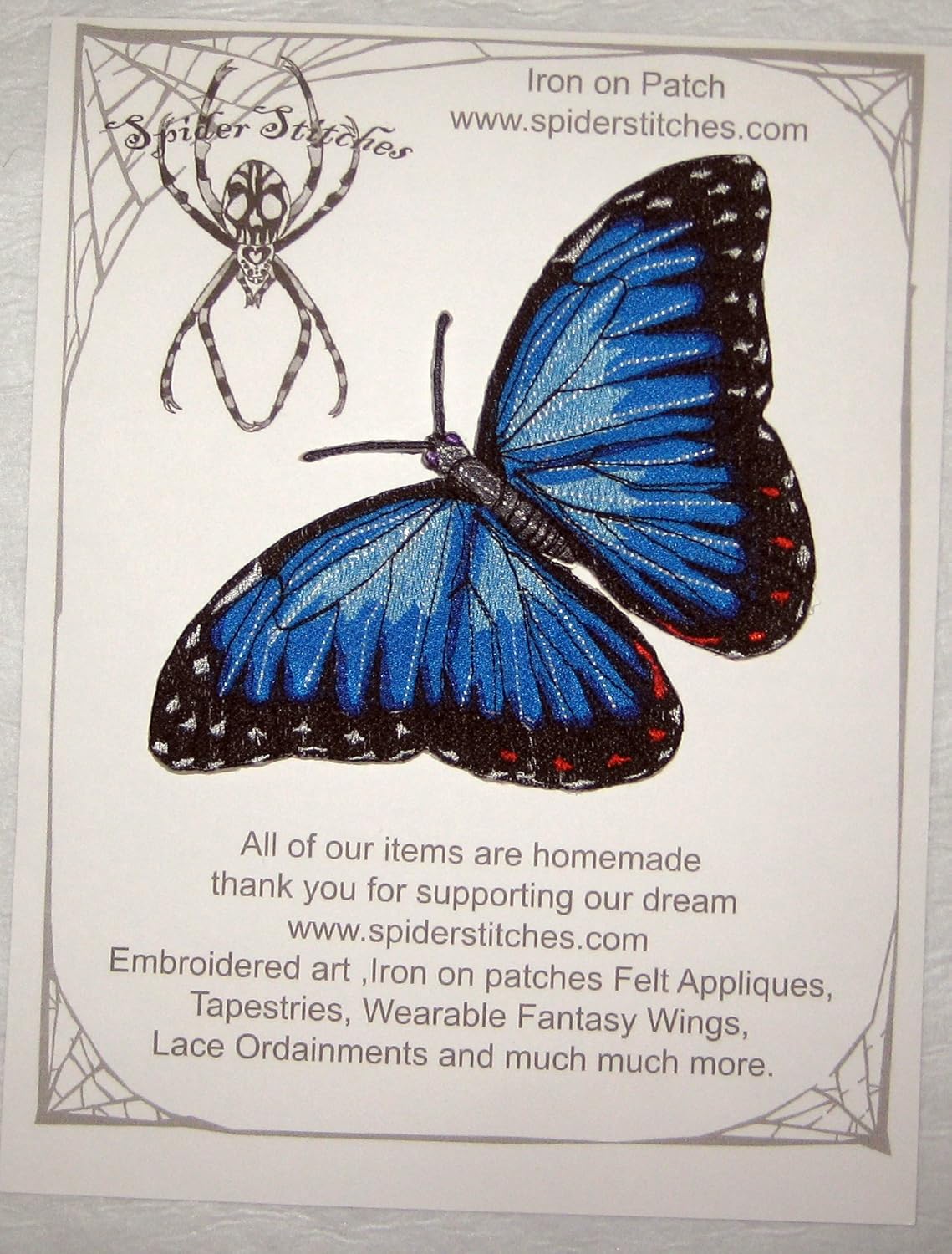 Epic Life Sized Blue Morpho Butterfly Morpho Peleides Iron on Patch Sew on Applique