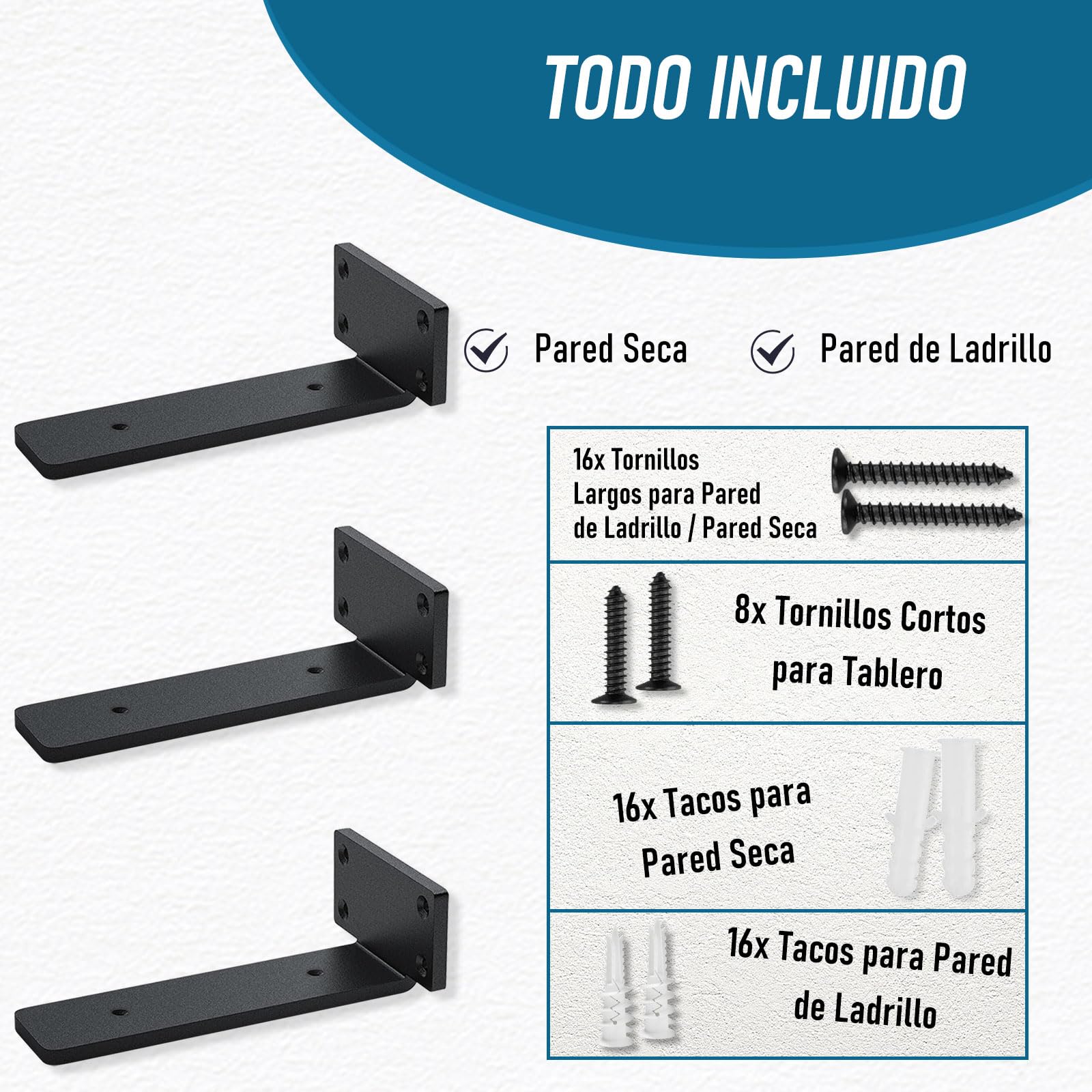 4 Piezas Soporte Estanteria Pared, Soporte Balda Flotante, Soportes de Estante Industriales Resistentes, Capacidad de Carga 70 Kg (Negro, 25cm)