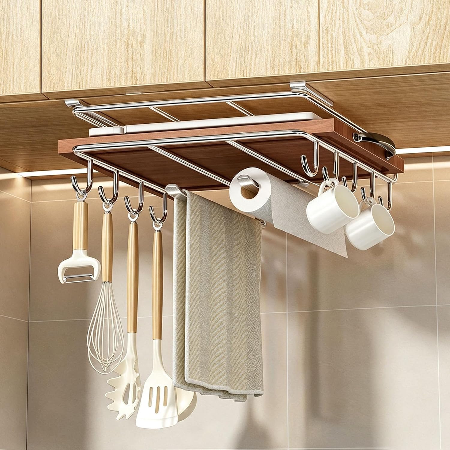 Mug Holder,Under Cabinet Cutting Board holder,Cutting Board Holder