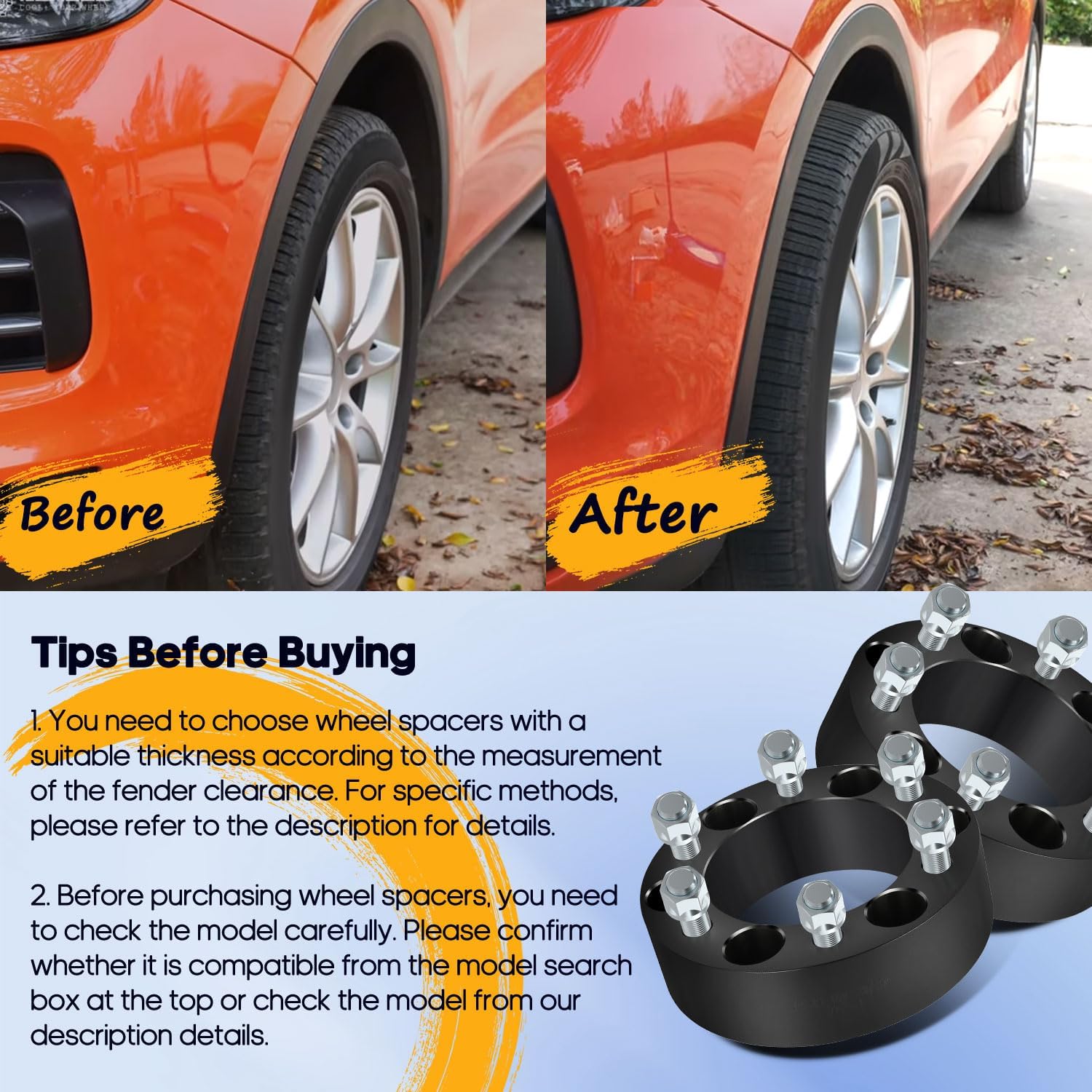 OCPTY 2PCS 6x5.5 to 6x5.5 Wheel Spacers 2" Wheel Adapters 14x1.5 Studs 108mm Center fit for 2000-2014 for Cadillac for Escalade/2003-2004,2006-2009 for Cadillac for Escalade ESV