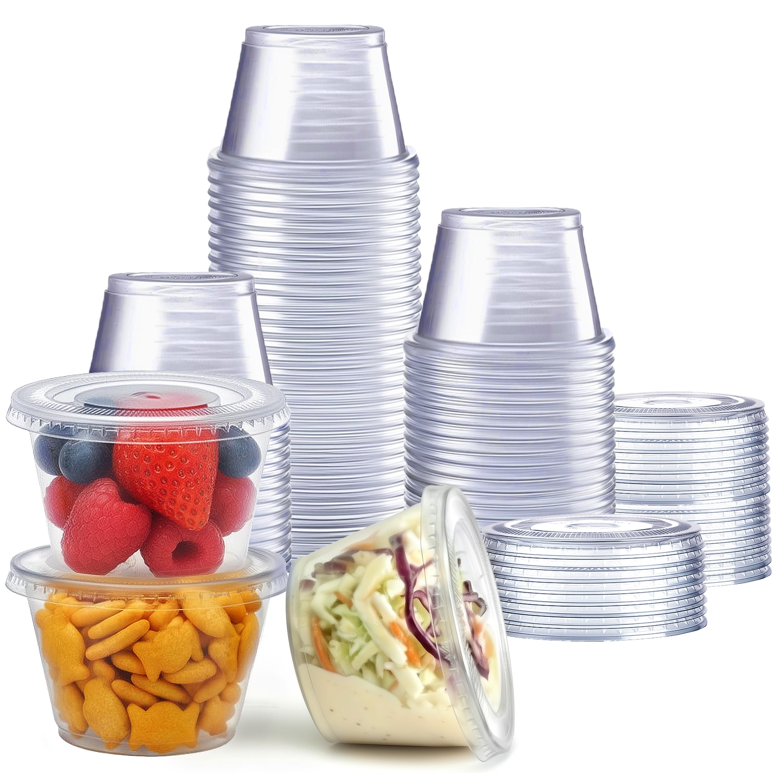 GUSTO 4 oz. Plastic Cups with Lids [100 Count] Desserts Containers