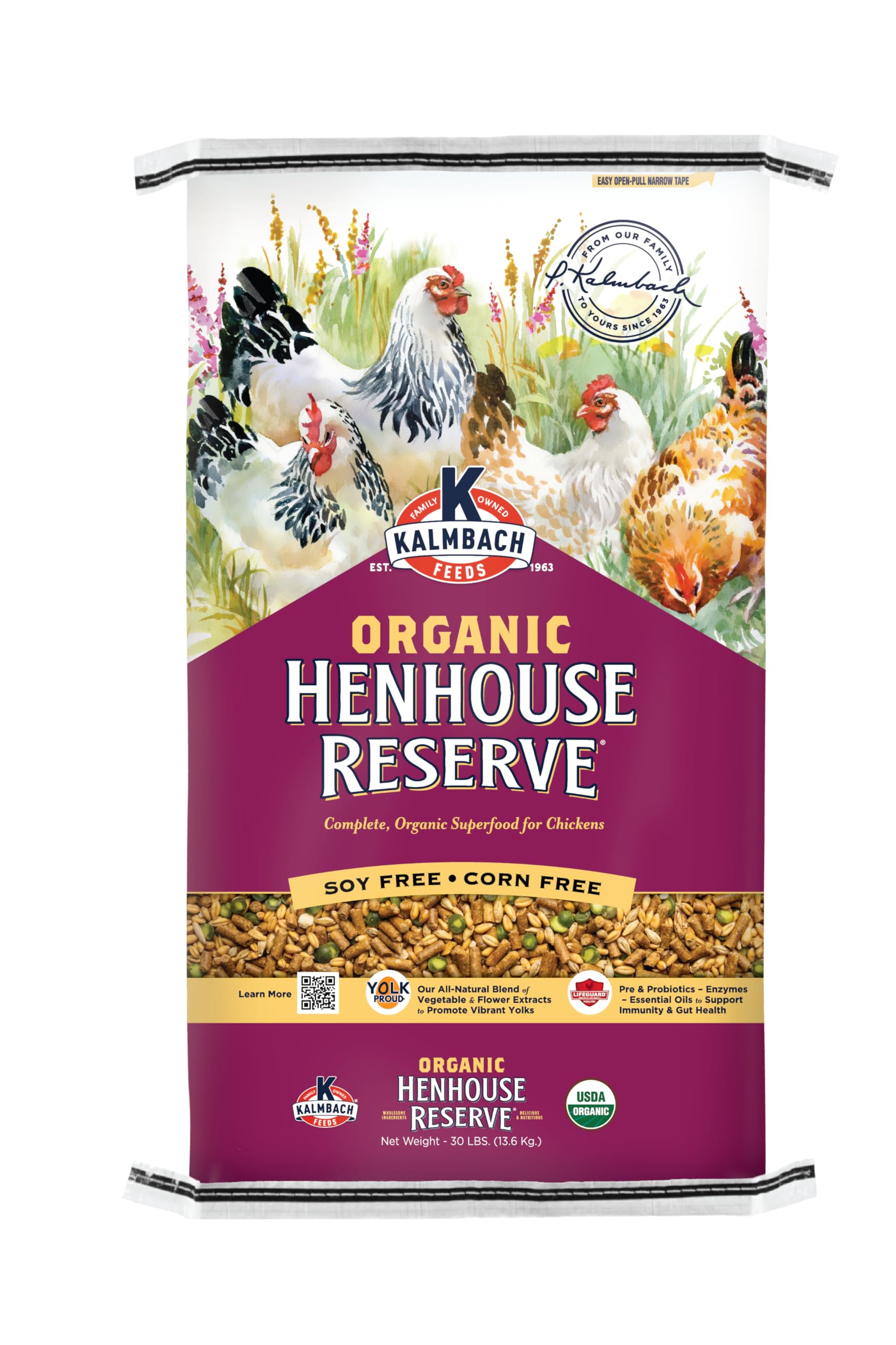 Kalmbach Feeds Organic Soy Free Corn Free Henhouse Reserve 16% Complete Layer Feed for Hens, 30 lb
