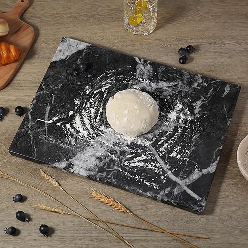 Koville Marble Cutting Board for Kitchen, 16x12 Inches Large Marble Slab Cheese Board, Rectangular Serving Board for Baking Charcuterie Pastry, Natural Stone Board for Countertop (Grigio Carnico)