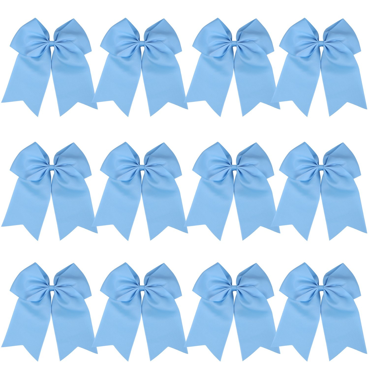 8 Inch Cheerleader Bows Ponytail Holder Cheerleading Bows Hair Tie(Sky blue)