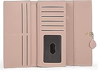 Vista 145 de UTO - Cartera pequeña RFID de piel sintética con dije de hoja, cierre de cremallera y tarjetero.