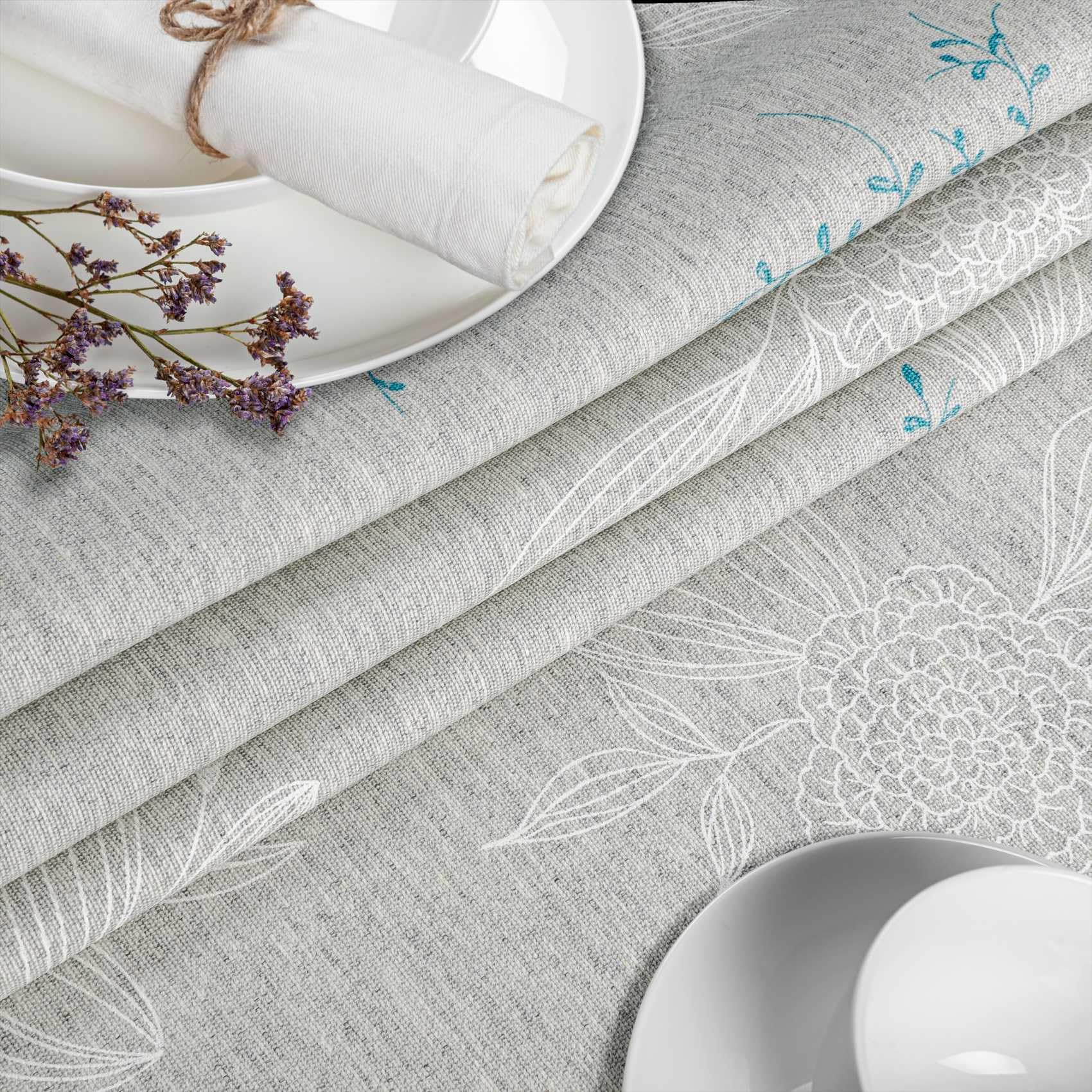 ANRO Mantel de Mesa Tela 70% Algodón 30% Poliéster | Japondi Gris | Rectangular Oval Redondo | Fácil Limpieza 180x140 cm