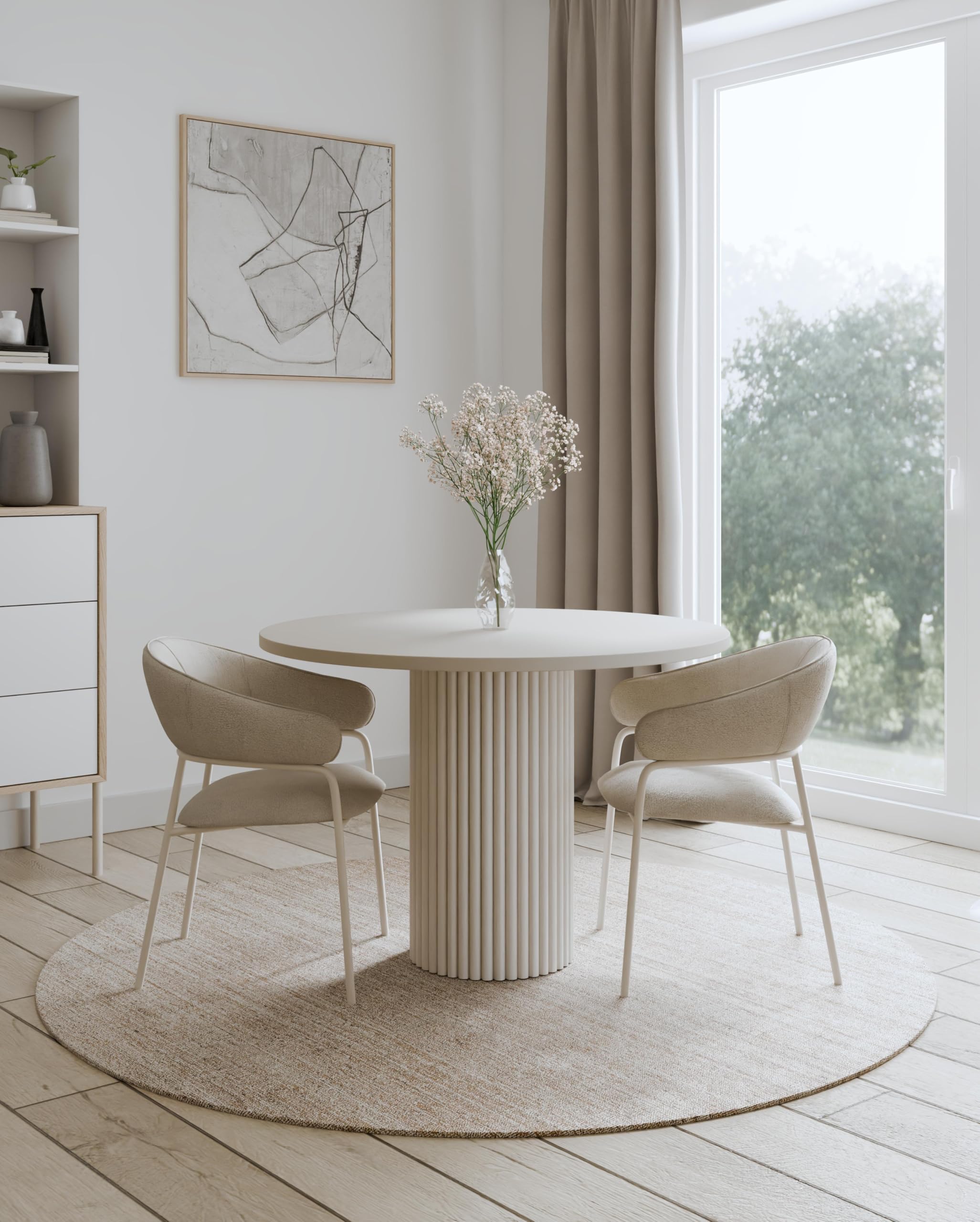 Design Tischgestell Loop aus Metall – Runde Säule in Röhrenoptik Ø 25 mm – Pulverbeschichtet Cashmere
