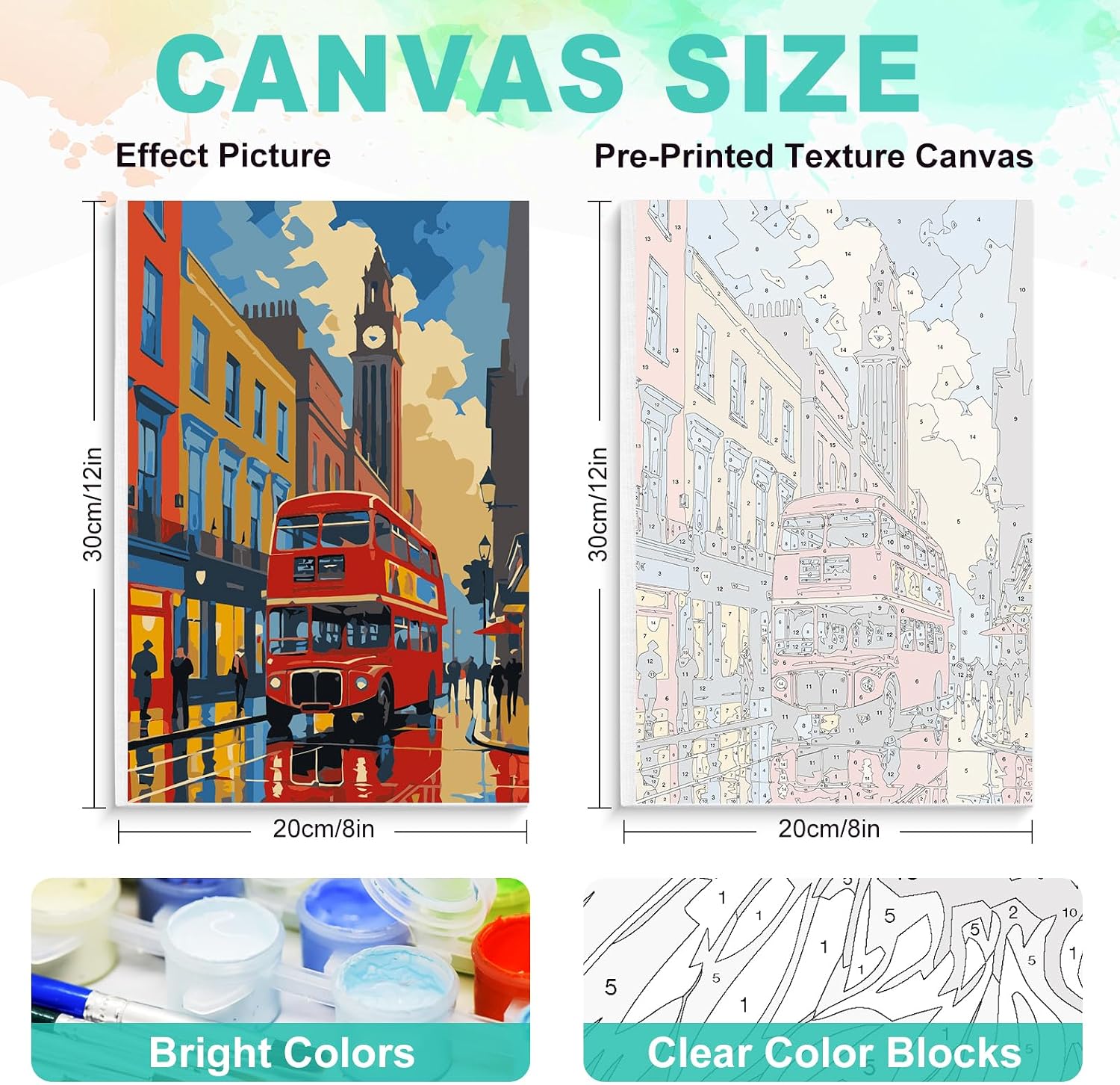 GEEHEIY Framed Paint by Numbers Kit for Adults, London Red Bus, 8x12 Inch image 3