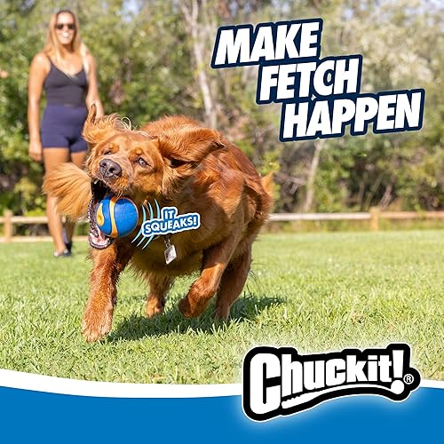 Miniatura 5 de Chuckit! Pelota para perro ultra chirriante, juguete de búsqueda, extra grande de 3.5 pulgadas, para 100 libras y más, 1 paquete