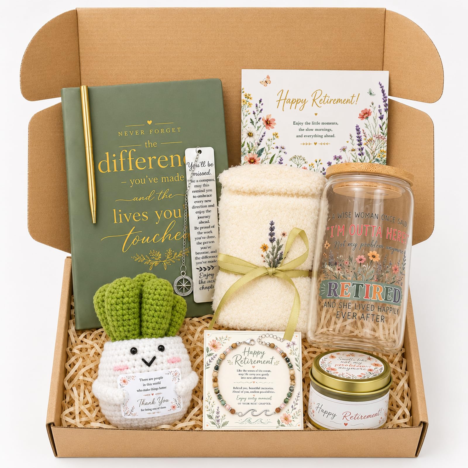 LUICONMO Regalos de jubilación para mujeres 2026, regalos de jubilación feliz para mujer, divertida cesta de regalo jubilada para compañeros de trabajo, jefe, maestra, enfermera, mamá, abuela, amiga