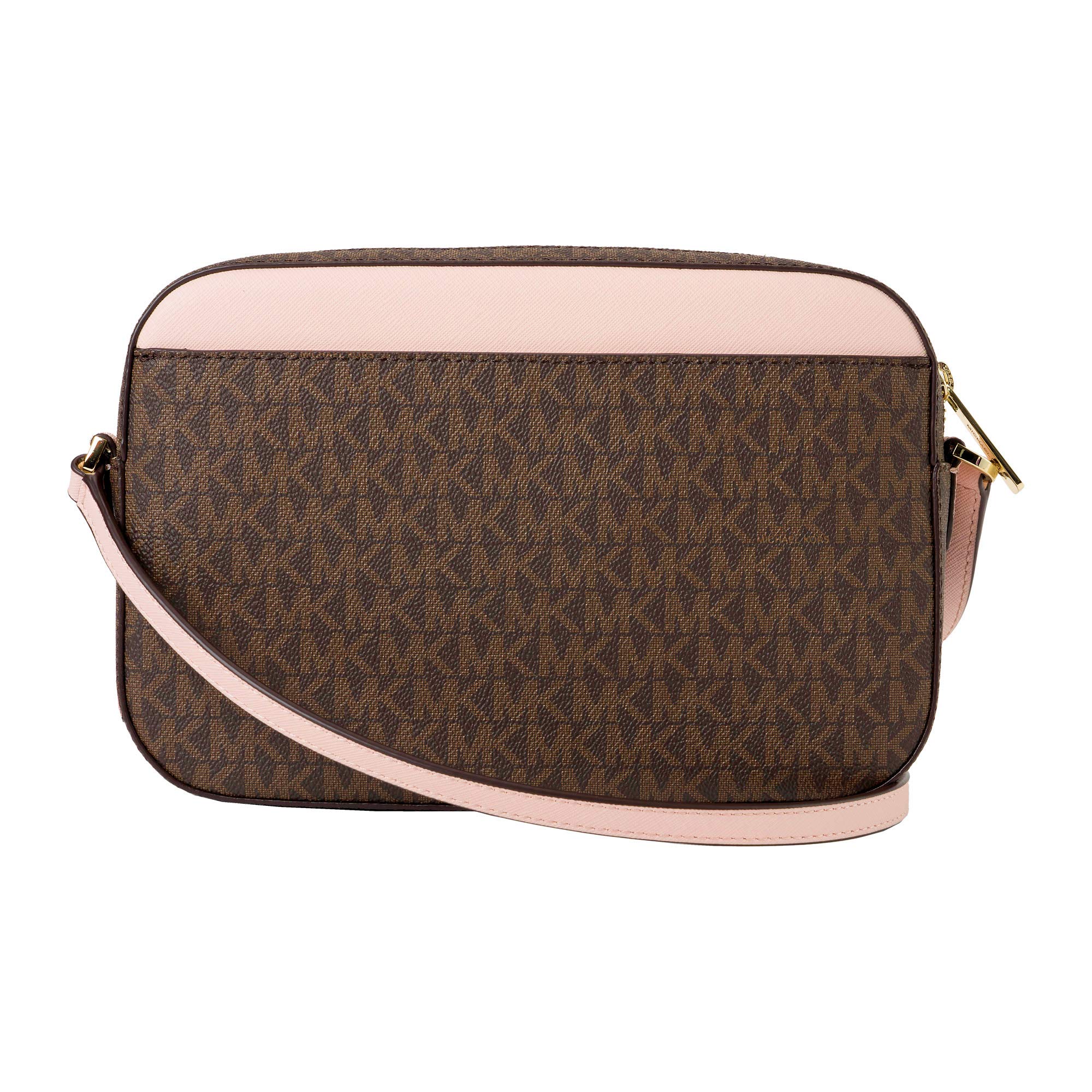 Michael Kors Jet Set Chain East West Large Crossbody Brown MK Powder Blush Pink Multi