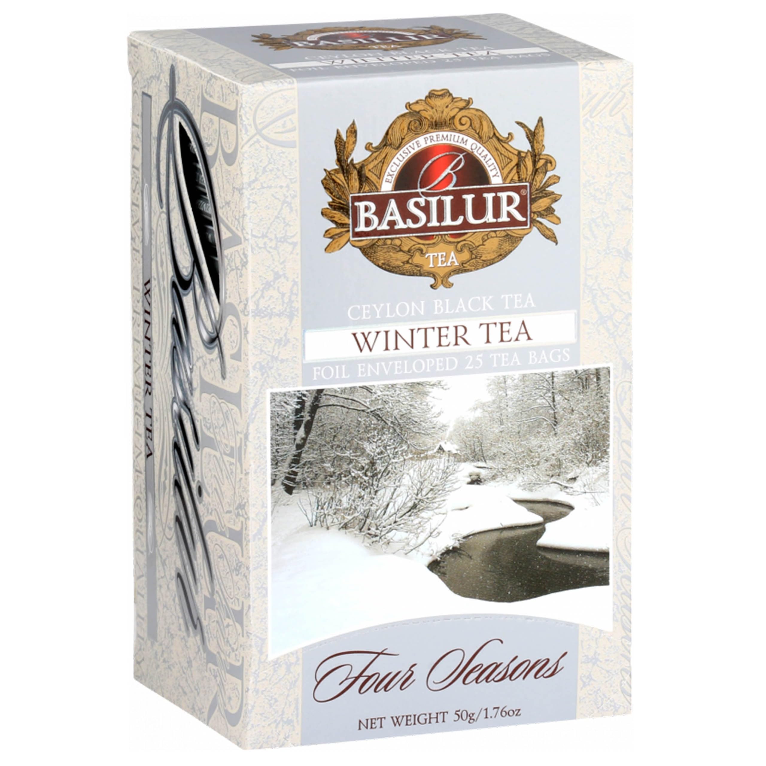 BASILUR Winter Tea- Czarna herbata cejlońska z dodatkiem owoców żurawiny w saszetkach, 25x2g, 12 paczek