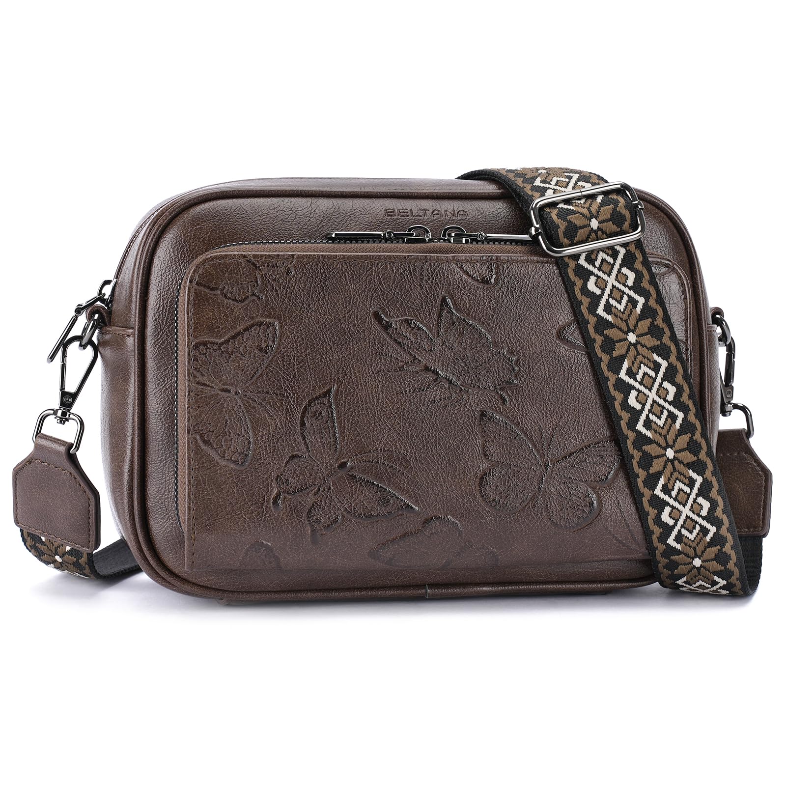 BELTANA Womens Vegan Leather Crossbody Purse with Built in Wallet Butterfly Trendy Shoulder Handbag with Adjustable Strap Smooth
