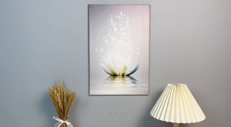 Anolyfi Leinwandbild Zen-Dekor – Rosa Lotus Mit Schmetterling, 101,6x50,8 Cm, Strukturierte Malerei