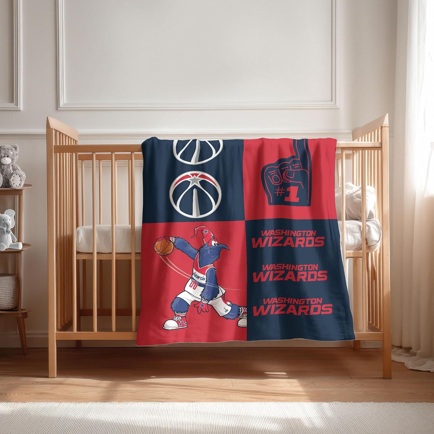 NBA Officially Licensed Baby Swaddle Blanket, 40 x 50 in, Soft Lightweight Polyester, Domino Design