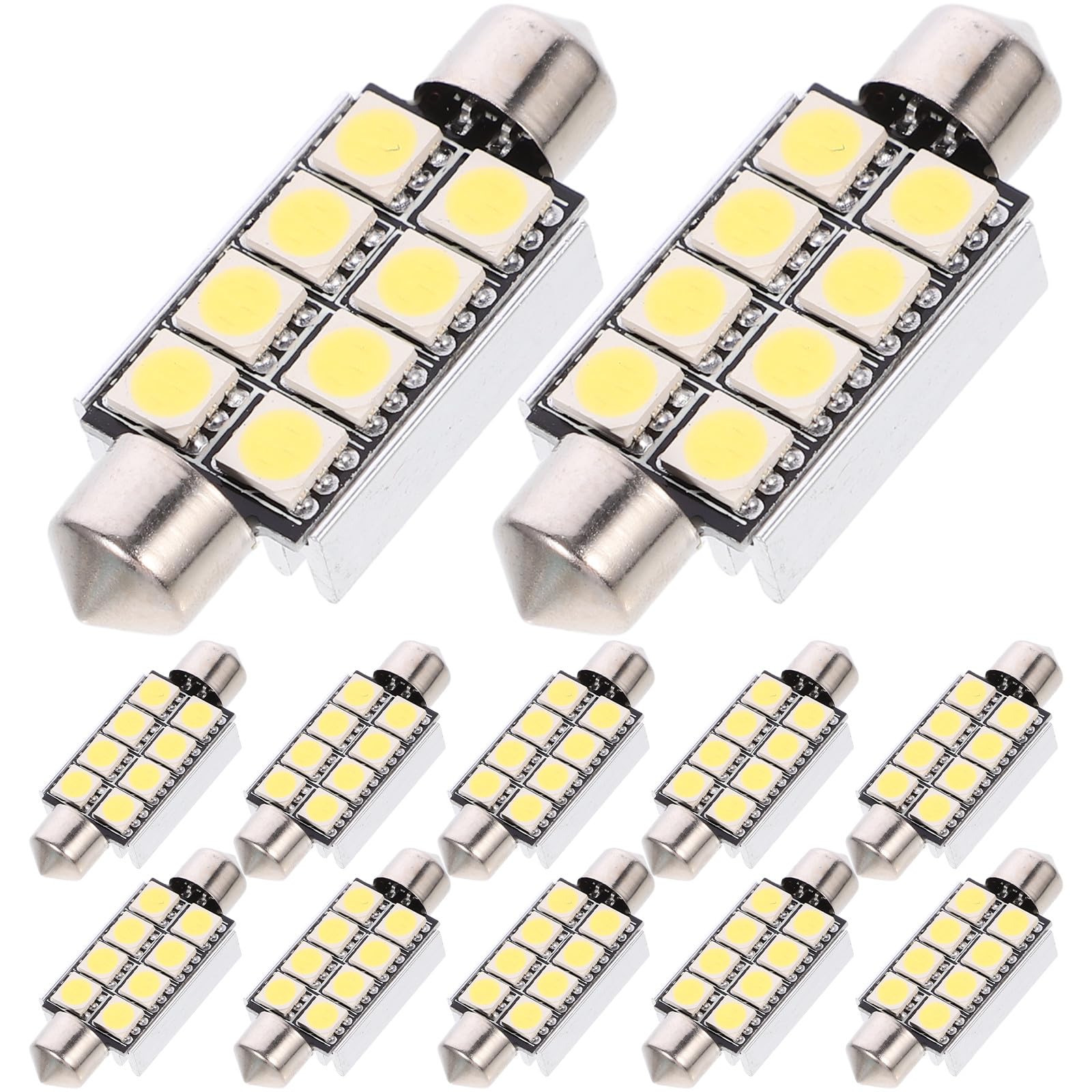 12 Bombillas LED 42 Mm de Festón para Coche Interior Color Plata 8smd 5050, bajo Consumo y Ultraligeras para Luces de Maletero y Laterales