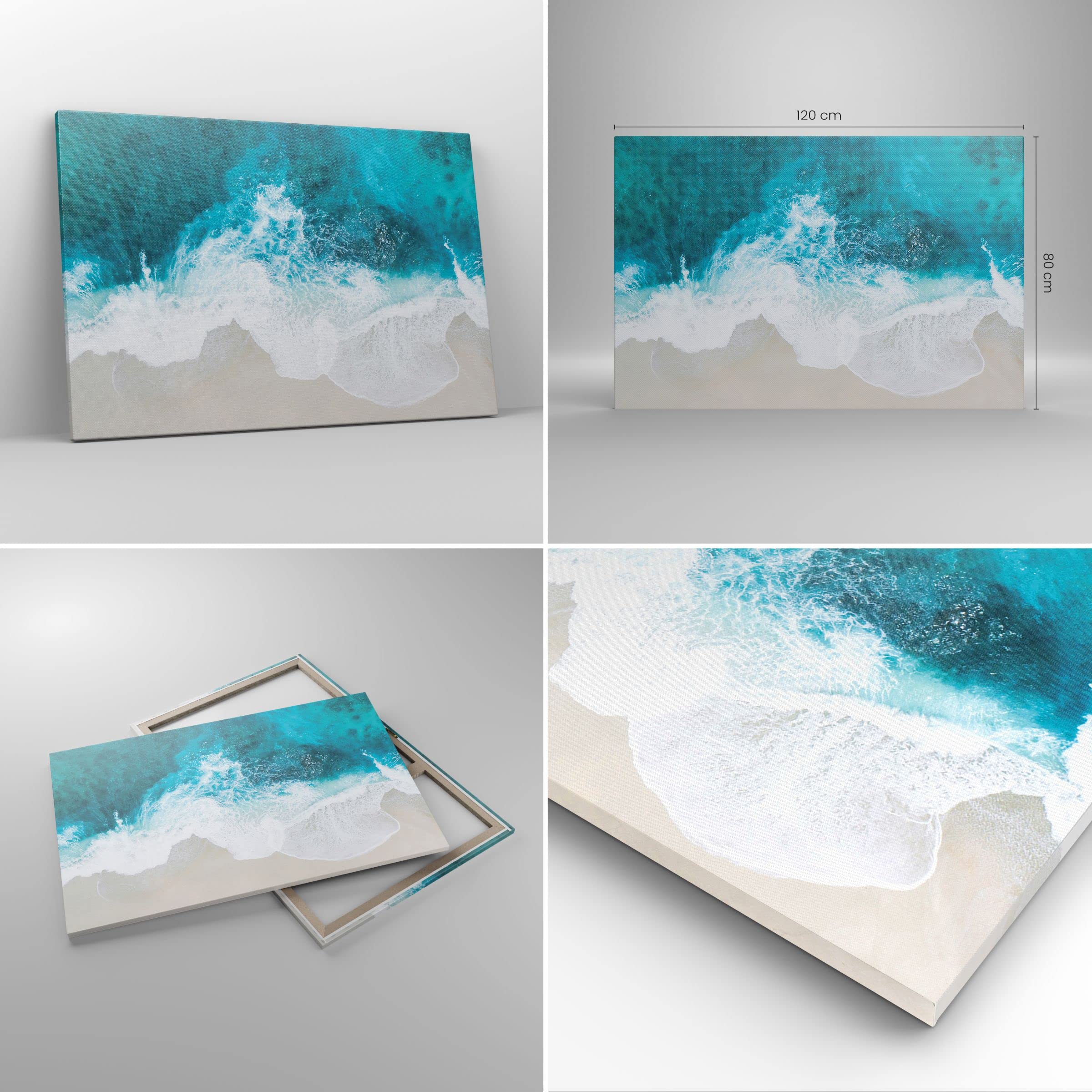 ARTTOR Bilder auf Leinwand 120x80cm Wandbild Landschaften Maritim - 4686 | Luftfahrt Fotografie Strand Groß XXL Wanddekoration Wohnzimmer Schlafzimmer Wanddeko Wand Kunstdruck Wandkunst ARTTOR