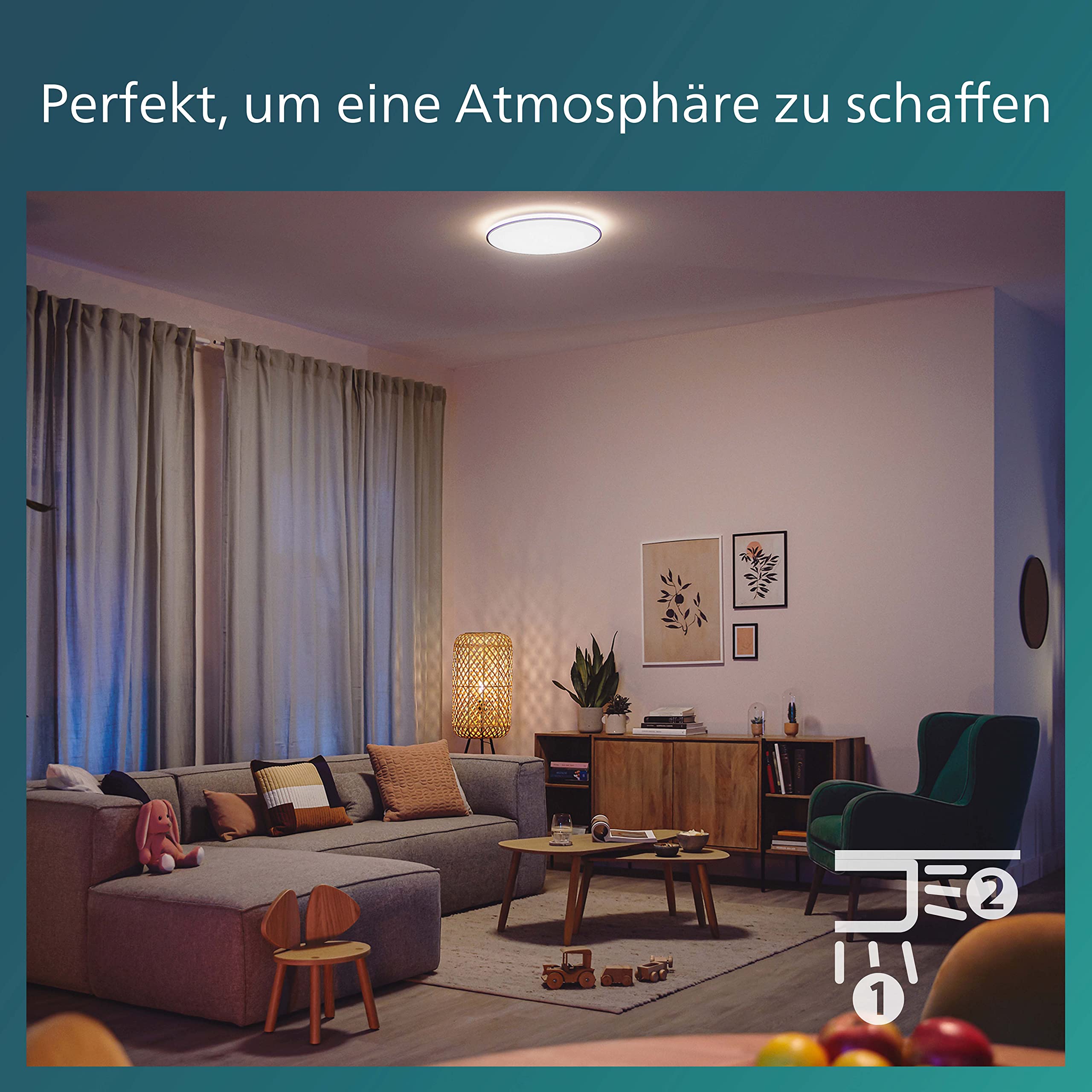 PHILIPS LED Ozziet Deckenleuchte, SceneSwitch, Schwarz