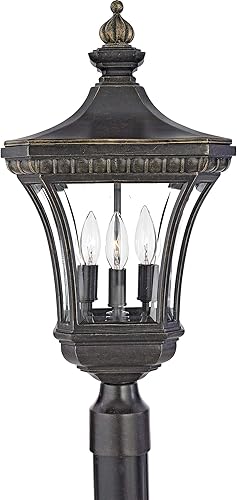 Quoizel Devon - Farol de poste de bronce imperial de 3 luces para exteriores