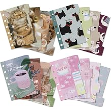Koqye Cute A7 Paper Binder Dividers with Tabs, 4 Pack 6-Tab Index Dividers for A7 Mini Binders, 80x120mm Printable Paper Organizer for Planner, Journal, School Supplies