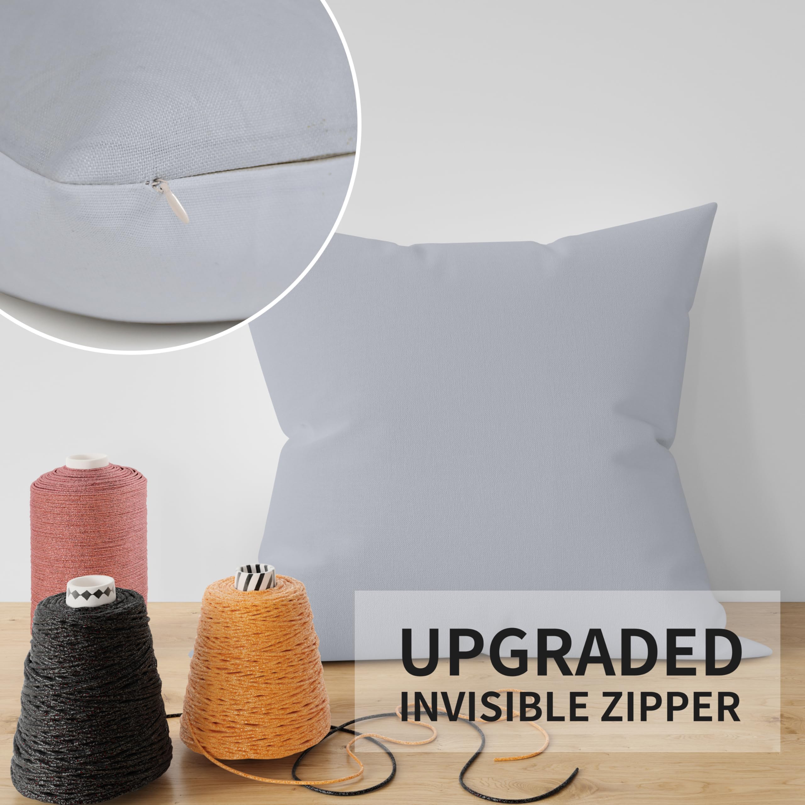 ggaimwf Solid Color Linen Look Cushion Covers for Sofa Light Color Throw Pillow for Bed Modern Style Morandi Color Handmade Square Cushion Cases with Invisible Zipper - Image 4