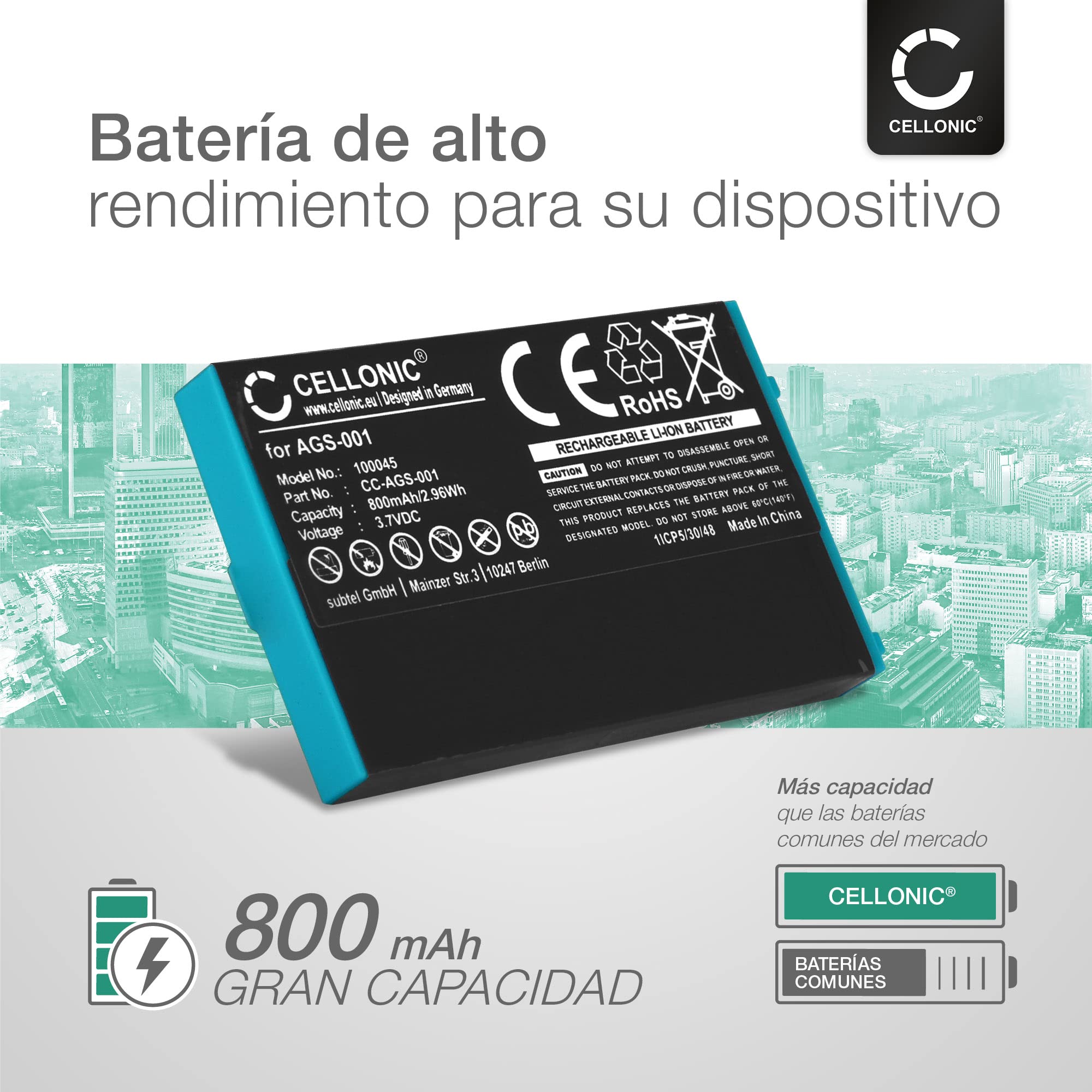 CELLONIC 1x Batería para Videoconsola Compatible con Nintendo Gameboy Advance SP, AGS-001 - (900mAh, 3.7V)