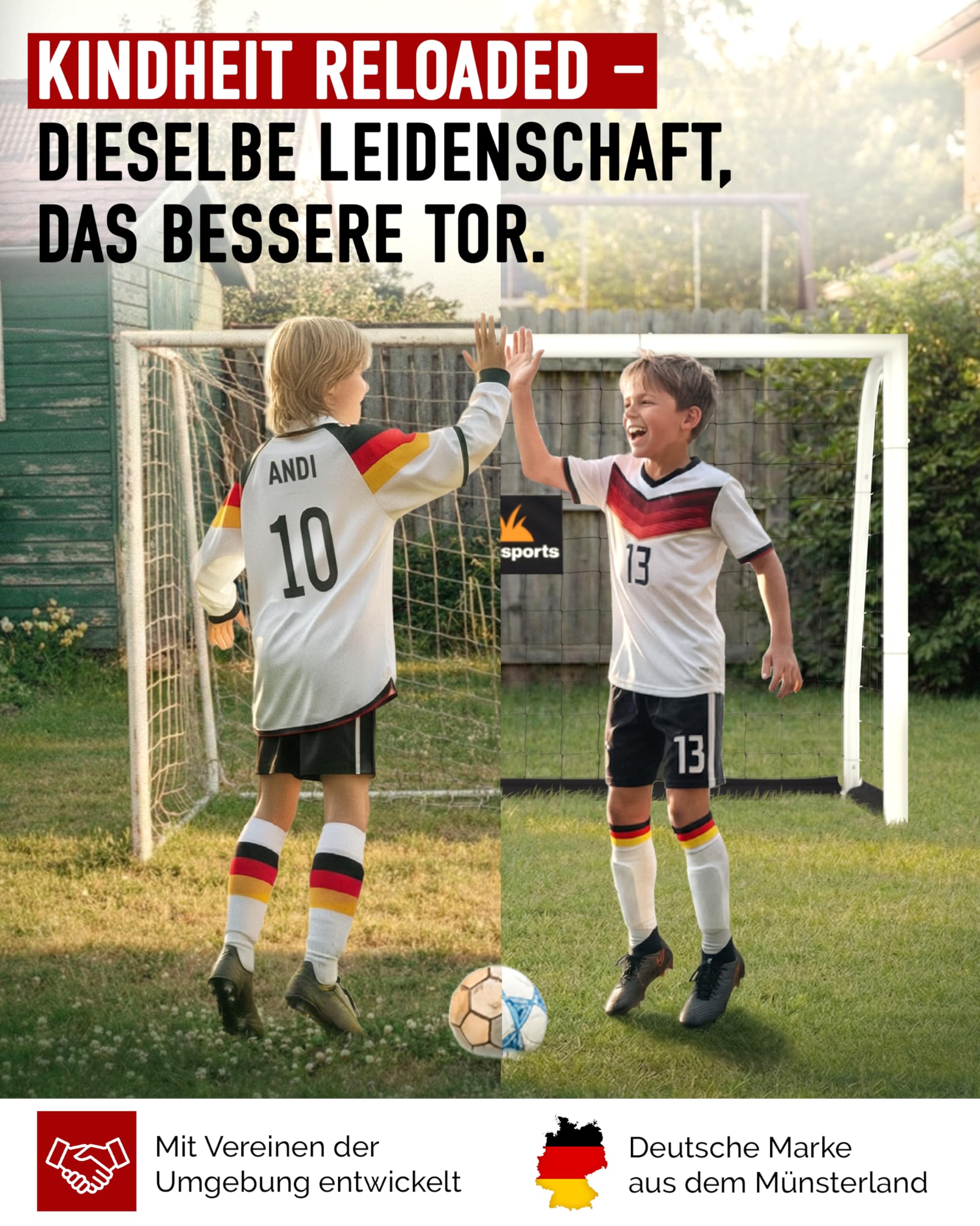 Fußballtor Kinder [EXTREM STABIL] - [ROSTFREI] Fussballtore für Garten Kinder - Fussball Tor mit Erdanker für optimalen Halt - Fussballtor für Zuhause - Fußballtore Outdoor - Goal