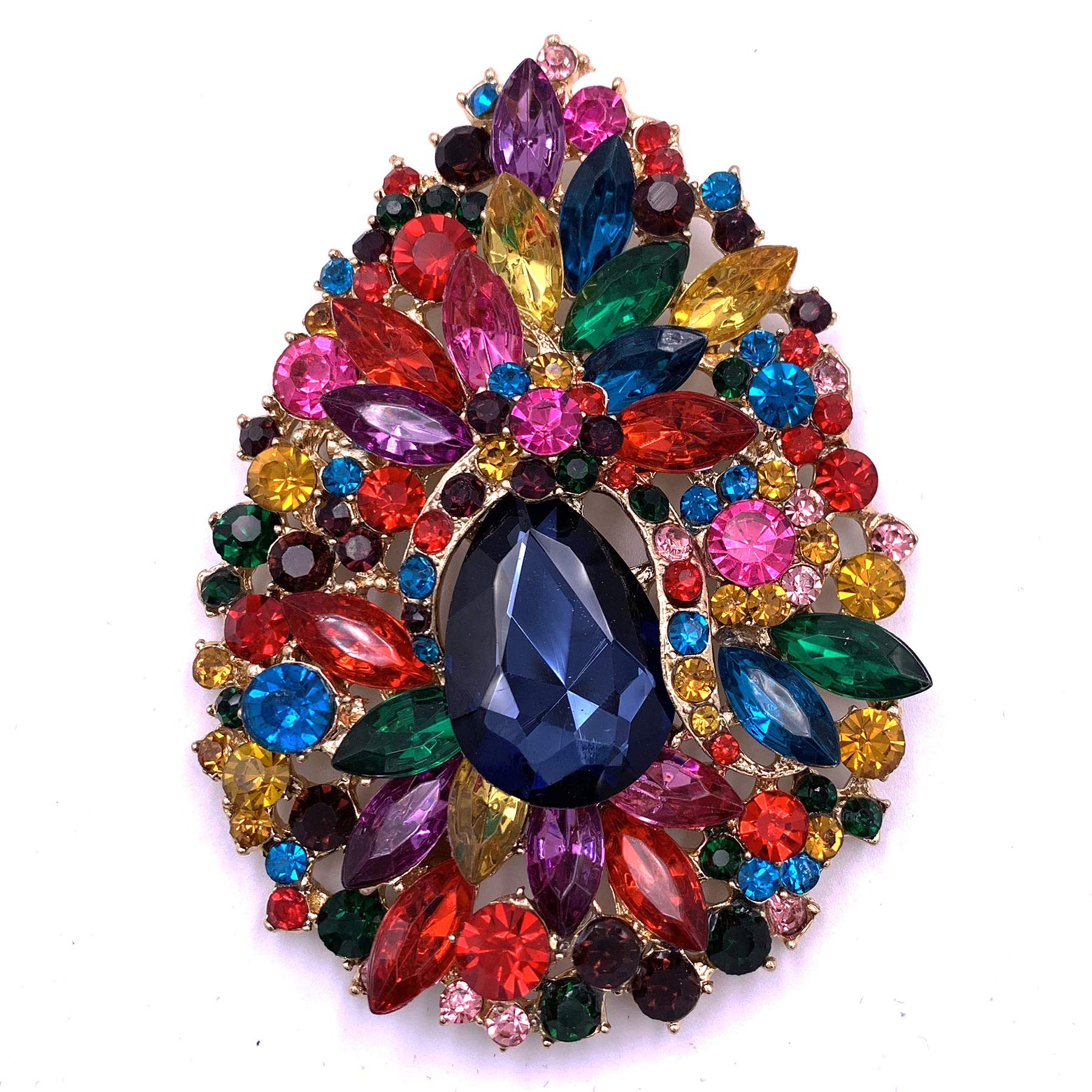 SELOVOHuge Big Large Flower Statement Brooches and Pins Scarf Decoration Gold Tone